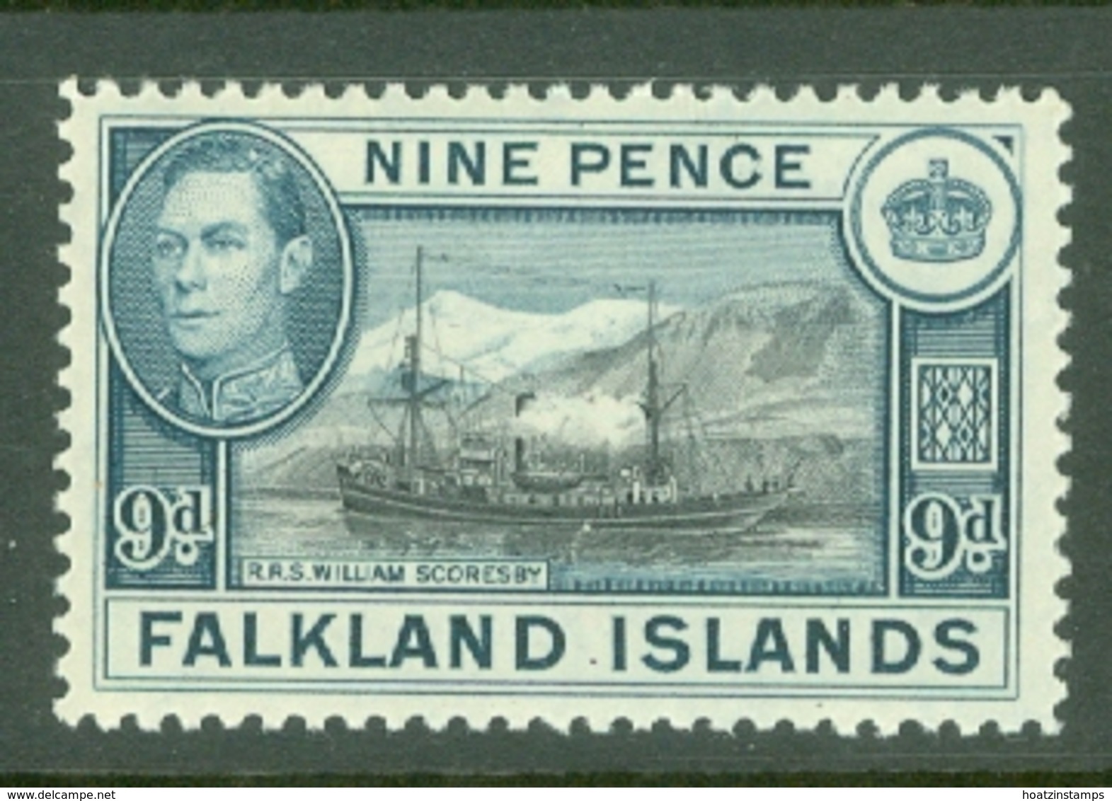 Falkland Is: 1938/50   KGVI   SG157    9d      MH - Falklandinseln