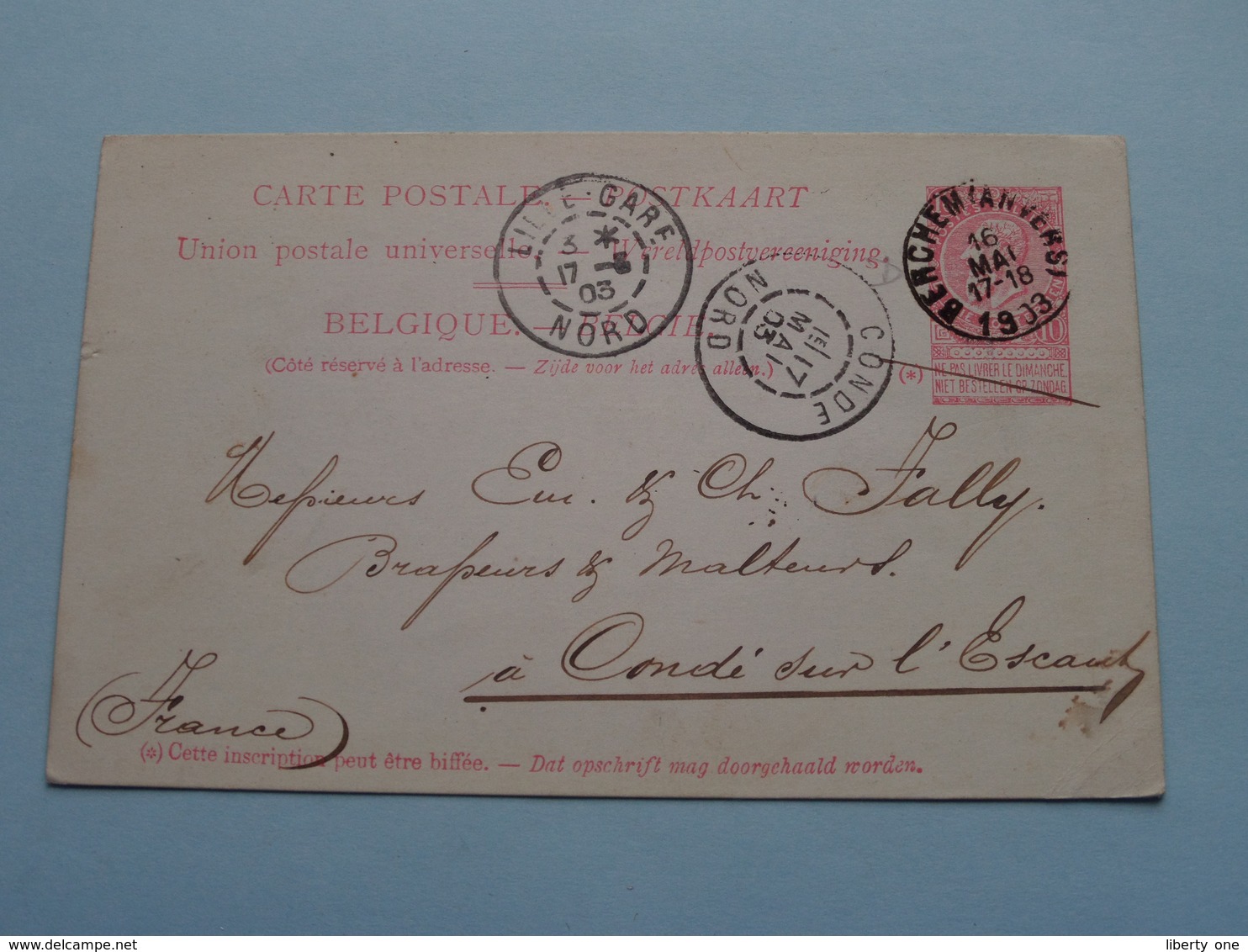 Briefkaart Met STEMPEL > JOS. KOKKEN Brasserie L'AIGLE Rue Van LUPPEN Anvers () Anno 1903 Condé ( Zie/voir Foto 's ) ! - Antwerpen