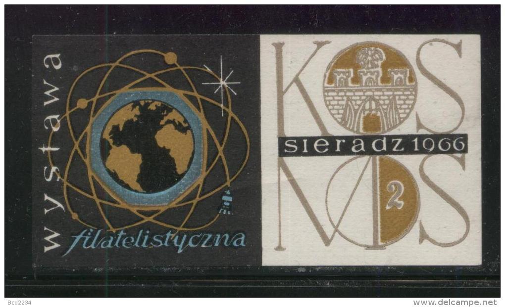 POLAND 1966 SIERADZ PHILATELIC EXHIBITION EXPO LABEL STAMP SPACE ROCKET EARTH SATELLITE ORBIT COSMOS CINDERELLA - Sonstige & Ohne Zuordnung