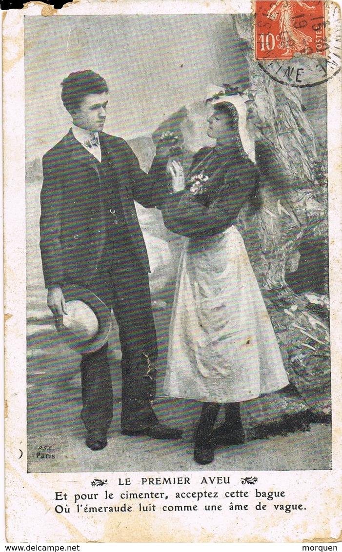 33689. Postal Romantica Vintage CONSTANTINE (departament Algerie) 1909 A St. Cannat - Cartas & Documentos