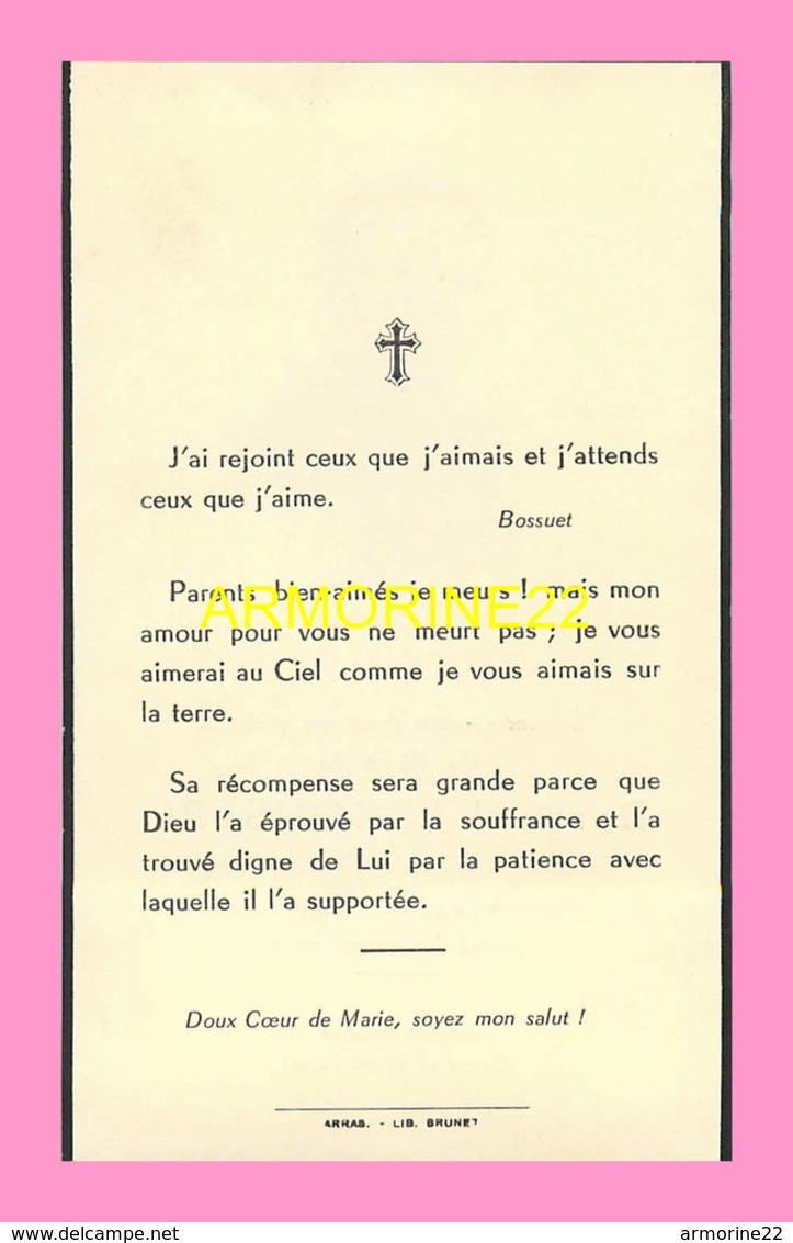 CARTE DE SOUVENIR De Decès De B ;LECOUSTRE En 1952 - Décès