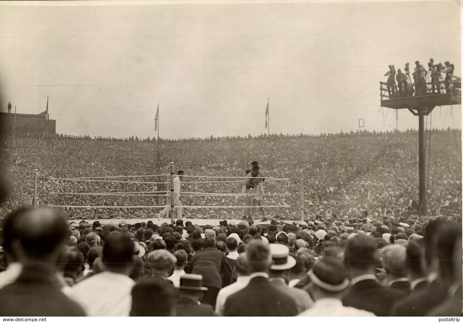 1921 GEORGE CARPENTIER JACK  DEMPSEY FIGHT RICKARD STADIUM BOXING BOXEO  24*16CM Fonds Victor FORBIN 1864-1947 - Deportes