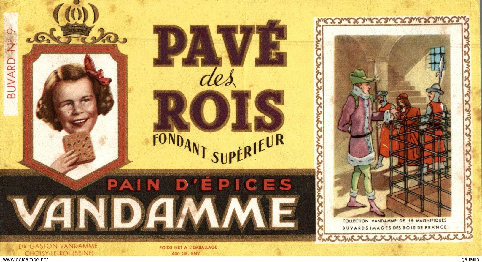 BUVARD PAIN D'EPICE VANDAMME PAVE DES ROIS LES ROIS DE FRANCE - Pain D'épices