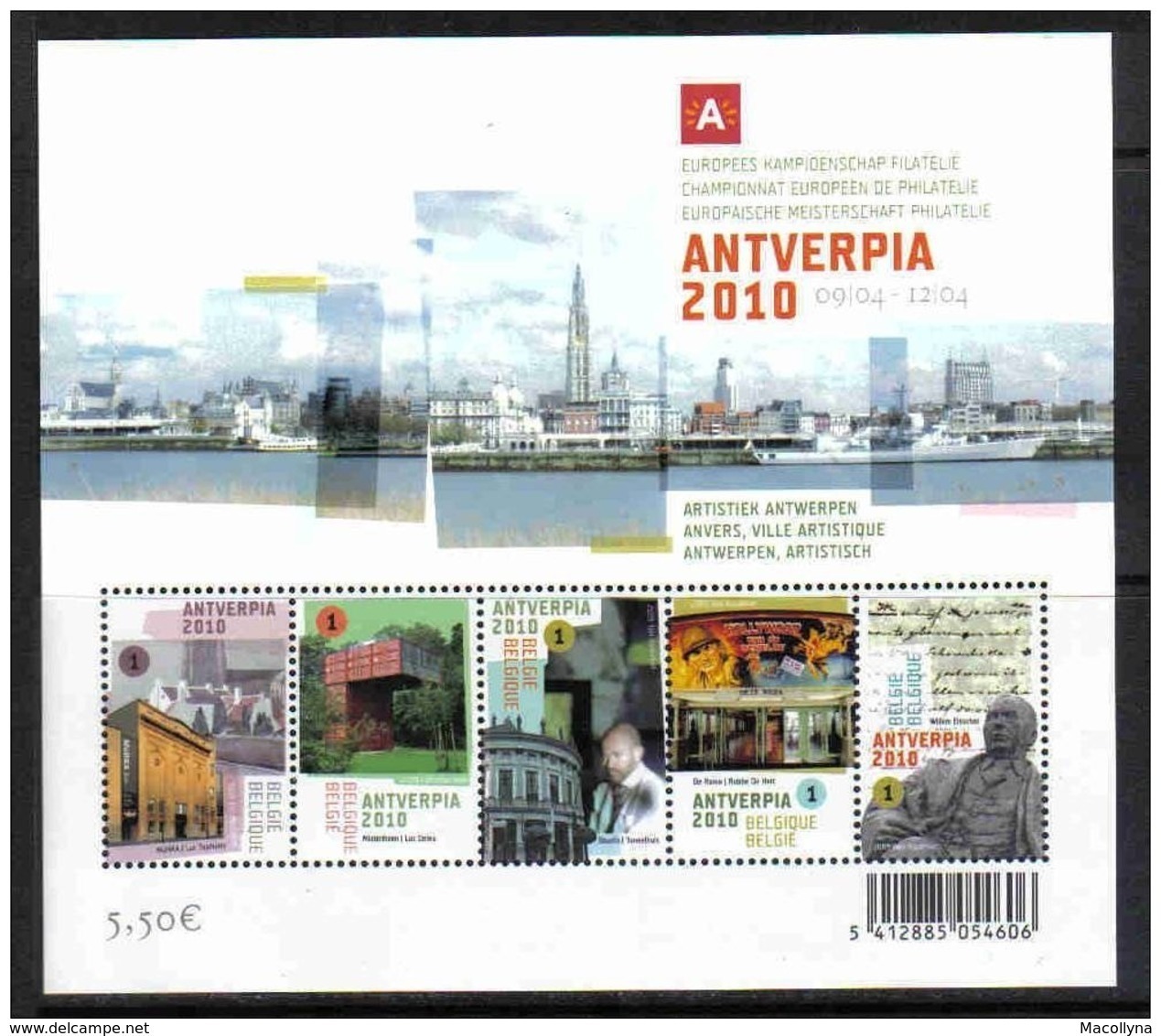 Blok 169** Antverpia 2010 Artistiek Antwerpen Met 3904/08** Anvers Ville Artistique - 1961-2001