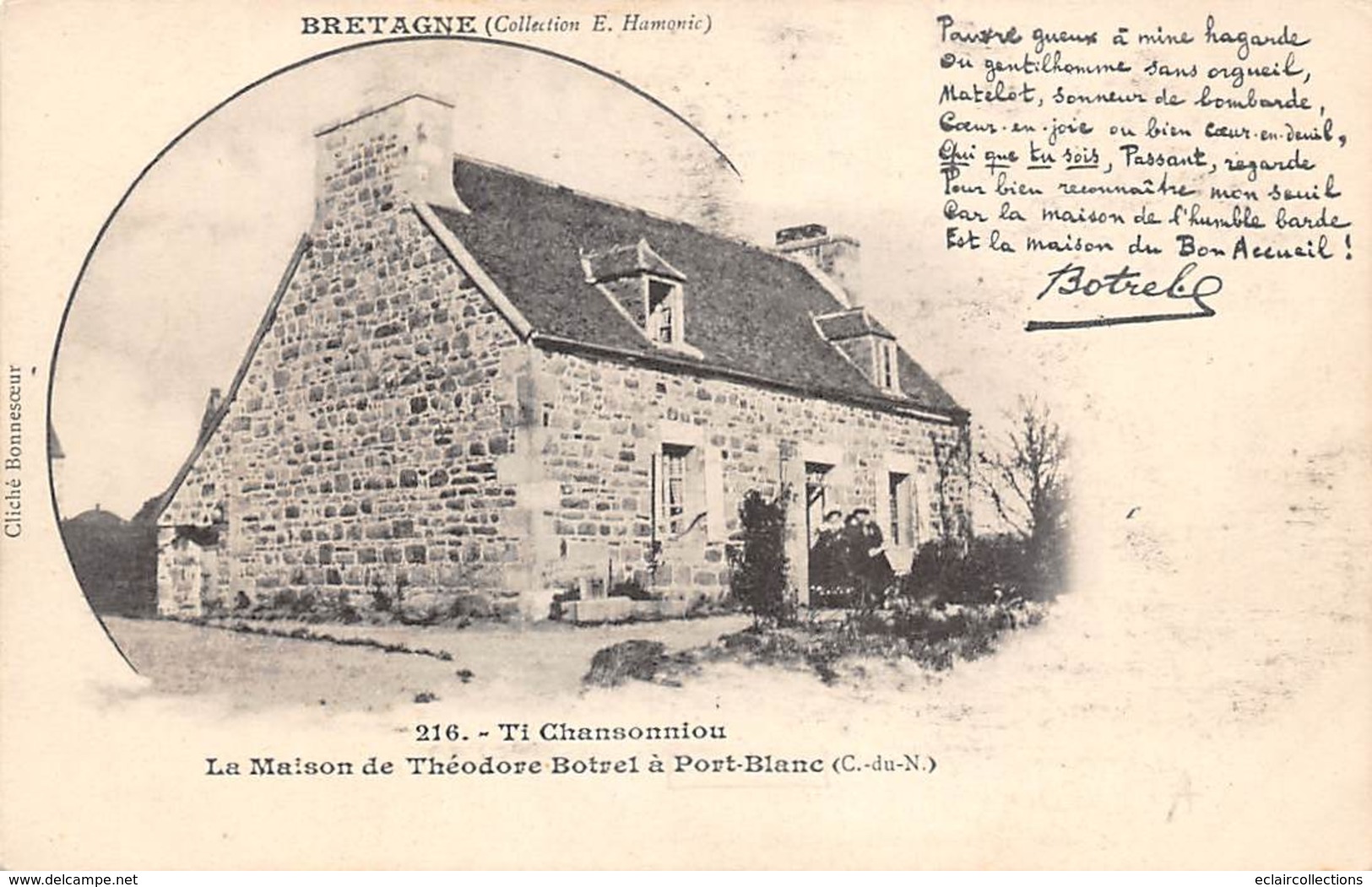 Port Blanc            22     La Maison De   M.et Mme Botrel  . Poème De Botrel      (voir Scan) - Andere & Zonder Classificatie