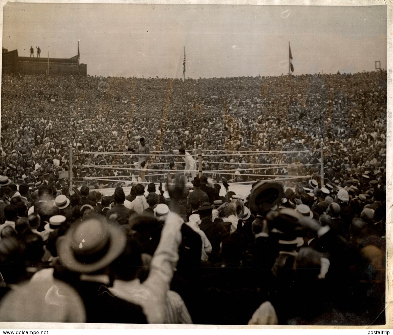 1921 GEORGE CARPENTIER JACK  DEMPSEY FIGHT RICKARD STADIUM BOXING BOXEO  25*20CM Fonds Victor FORBIN 1864-1947 - Deportes