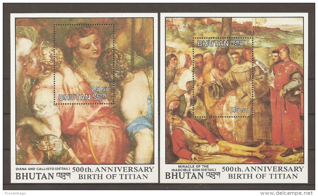 PINTURA - BHUTAN 1989 - Yvert #H175/76 - MNH ** - Religión