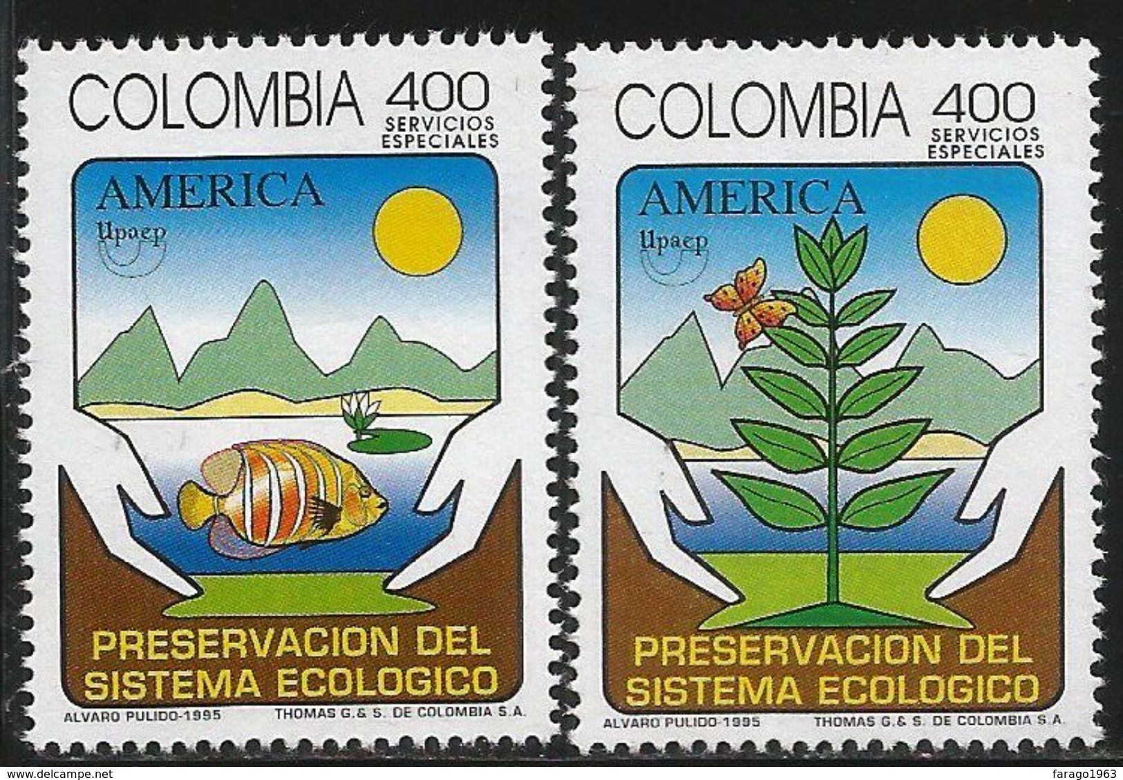 1995 Colombia Environmental Protection Fish Complete Set Of 2 MNH - Colombia