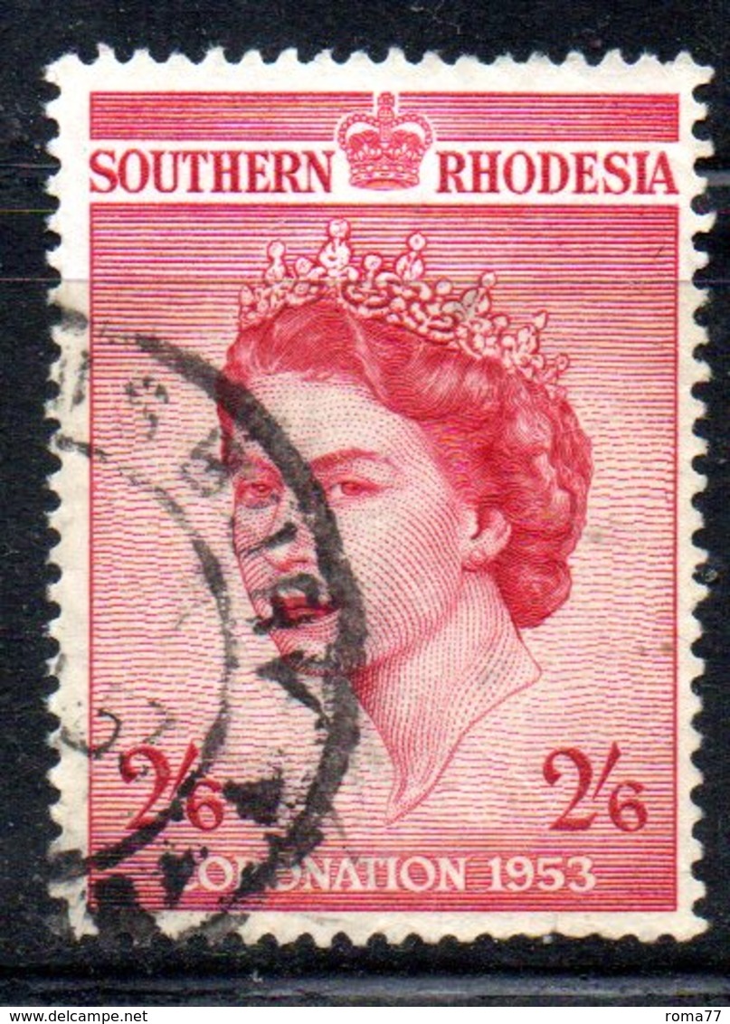 APR2121 - RHODESIA SUD SOUTHERN 1953 , Incoronazione Serie  Yvert N. 77  Usato  (2380A) - Südrhodesien (...-1964)