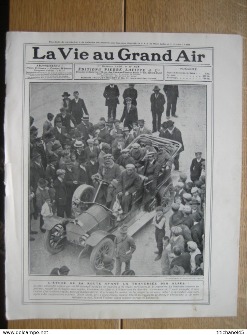 1910 LA TRAVERSEE DES ALPES : CHAVEZ / A BORD DU ZEPPELIN VI / DE PISCHOF / RAID PARIS-BRUXELLES : LORIDAN-FAY-MAHIEU - 1900 - 1949