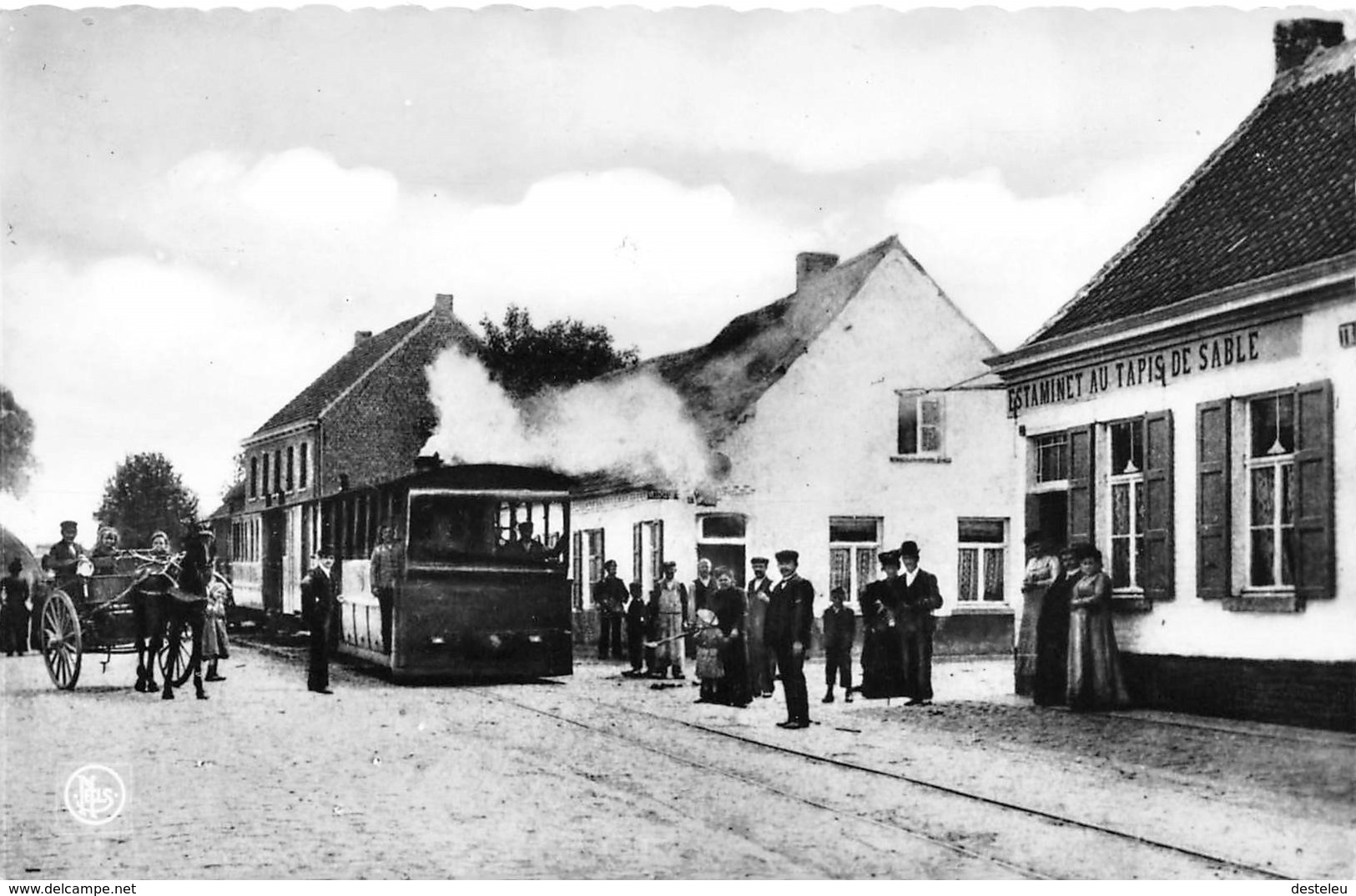 Het Oud Zandtapijt Rond 1900 Geboortehuis A. Callebaut Hekelgem - Stoomtram - Affligem