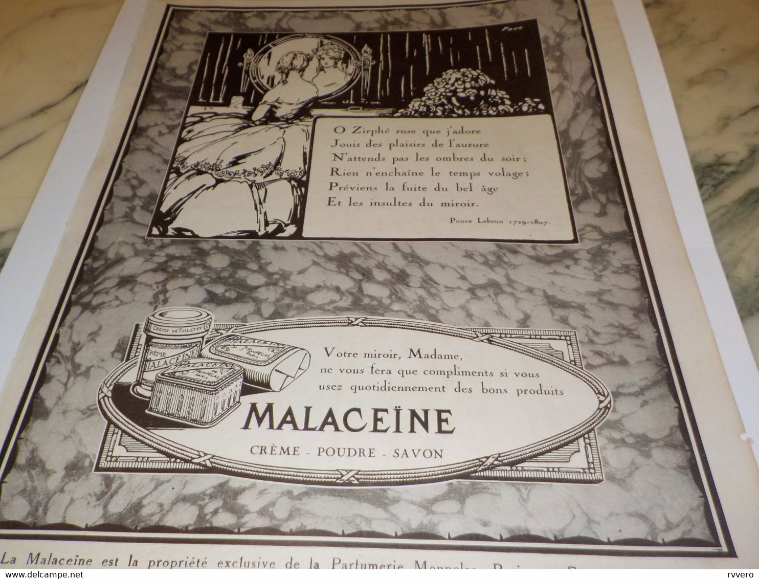 ANCIENNE PUBLICITE VOTRE MIROIR CREME MALACEINE 1925 - Autres & Non Classés