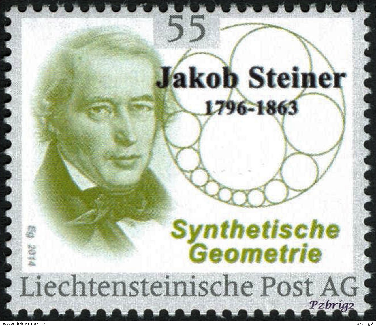 STEINER, J. - Synthetic Geometry - Liechtenstein 2014, MNH ** - Mathematics,  Mathematician, Mathematicien - "die Marke" - Sonstige & Ohne Zuordnung