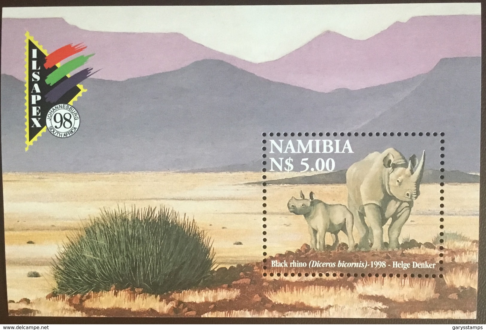 Namibia 1998 Rhino Animals Minisheet MNH - Rhinozerosse