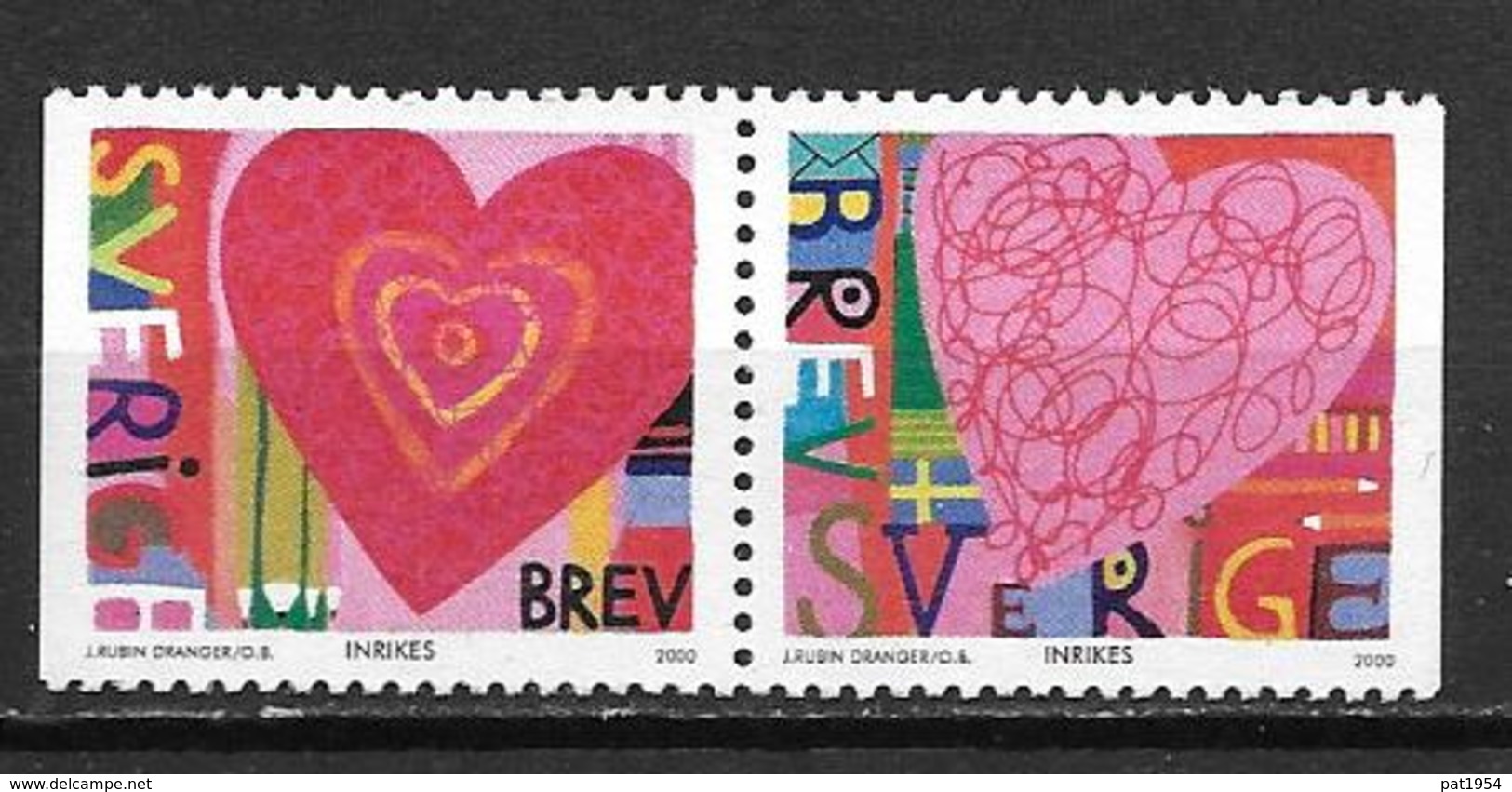 Suède 2000 2140/2141 Neufs En Paire Saint Valentin - Ungebraucht