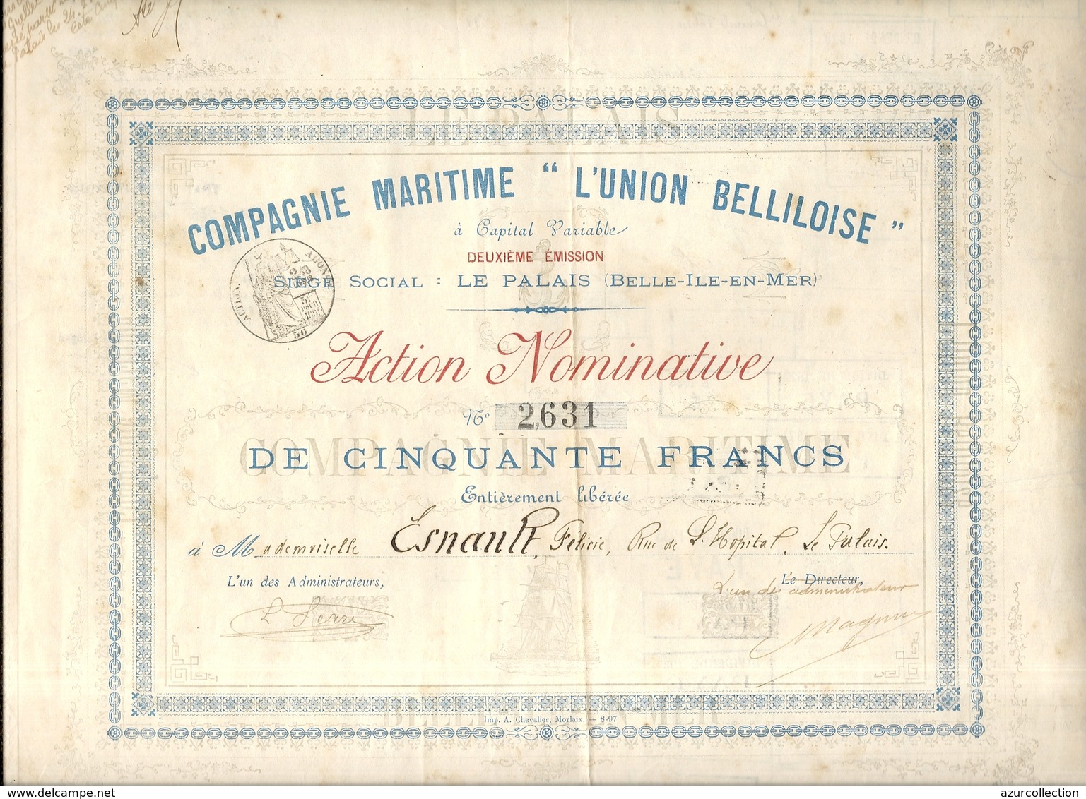 COMPAGNIE MARITIME . UNION BELLILOISE - Navigation