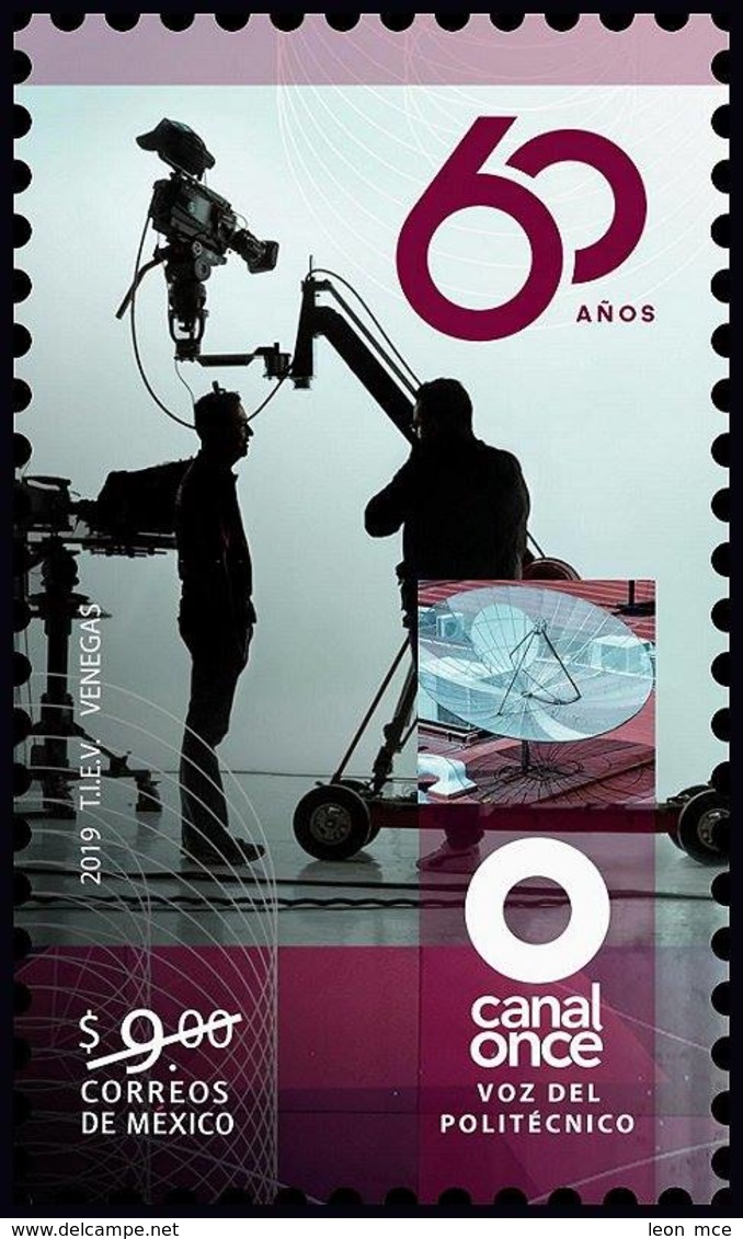 2019 MÉXICO  60 Años Canal Once, COMUNICACIÓN TV CINE MNH 60 Years Of Channel Eleven COMMUNICATION, TV. MOVIE THEATER - Mexico