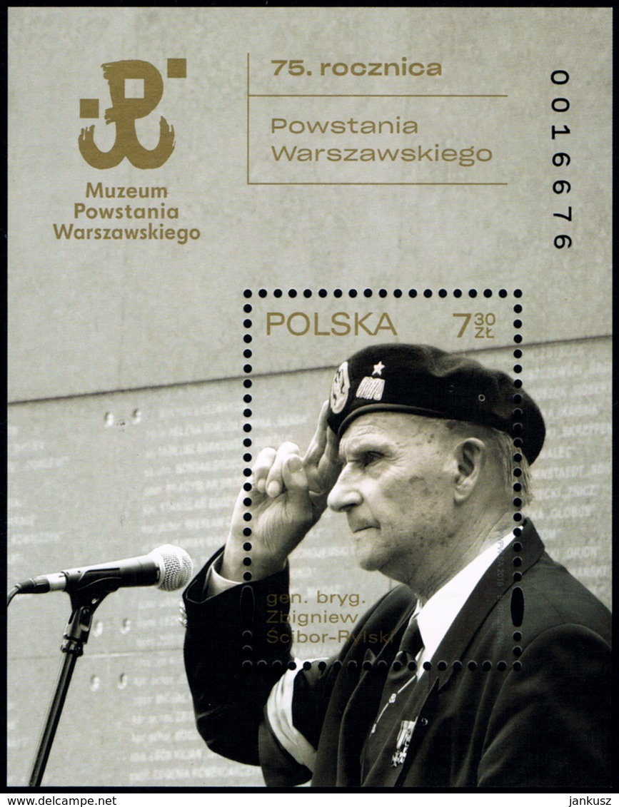 Poland 2019 Fi BLOK 338 Mi BLOCK 292 75th Anniversary Of The Warsaw Uprising - Nuevos