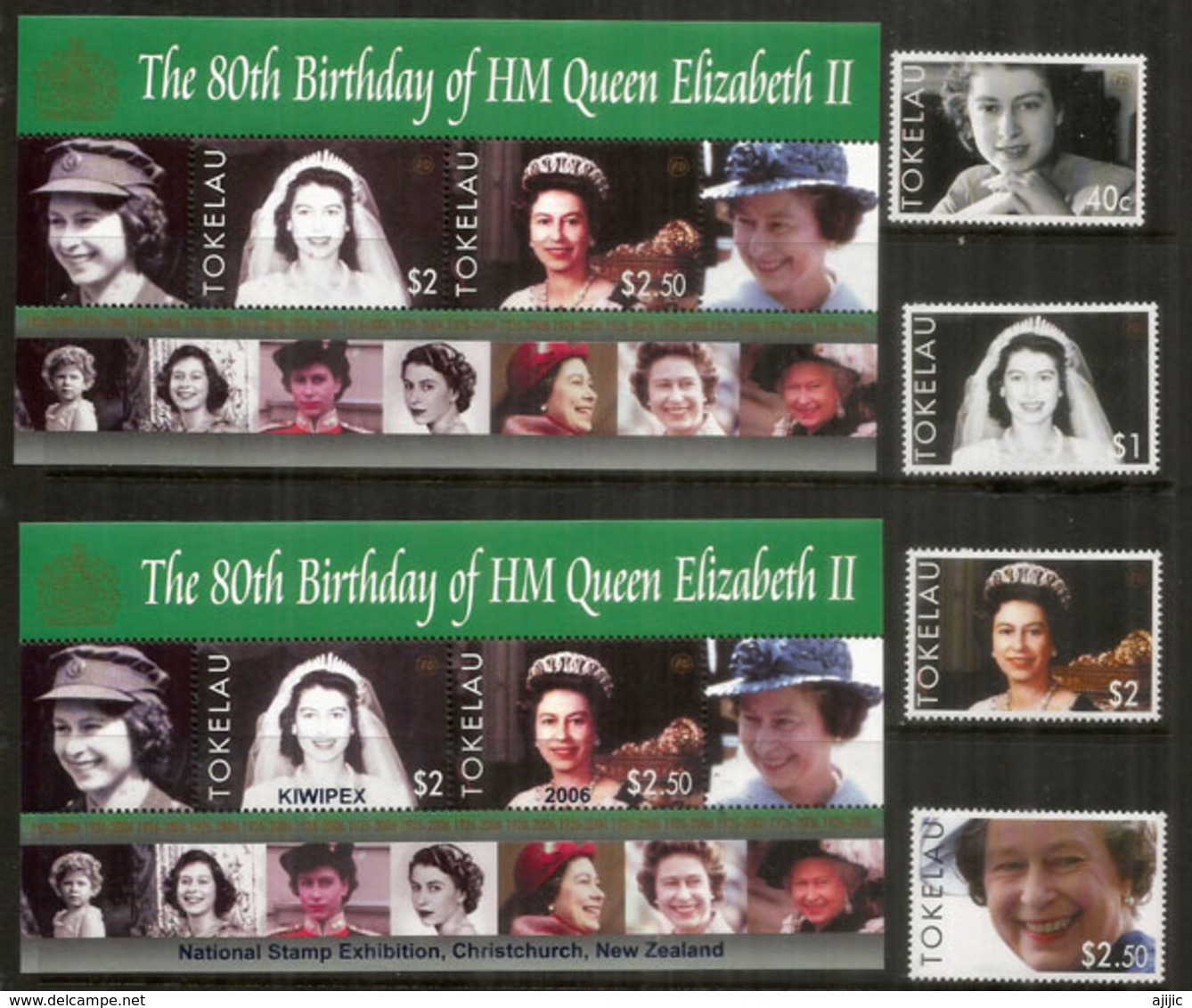 80 Ième Anniversaire De La Reine Elisabeth II.4 Timbres + 2 Bloc-feuillets Neufs **.Côte 35 Euro (Inclus Christchurch) - Tokelau