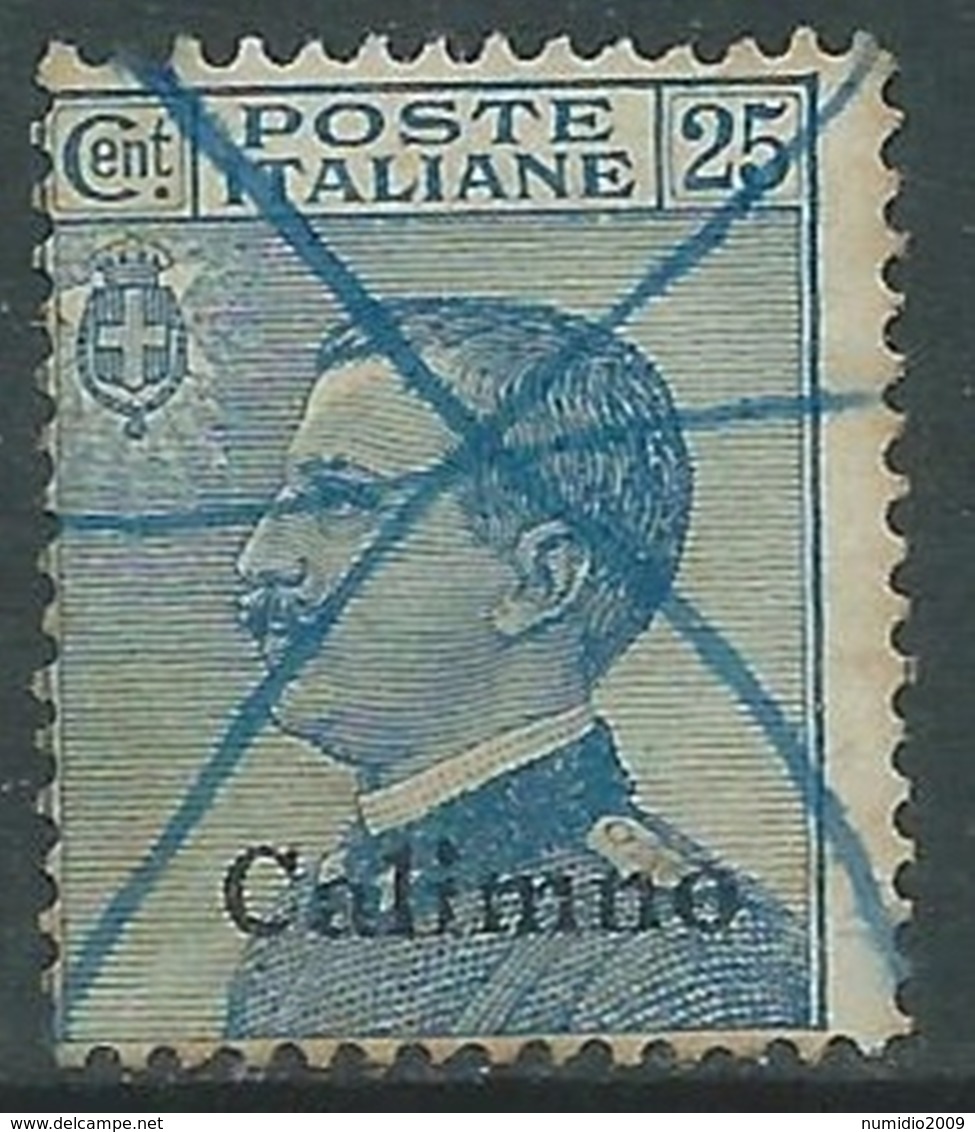 1912 EGEO CALINO USATO EFFIGIE 25 CENT - RA28 - Aegean (Calino)