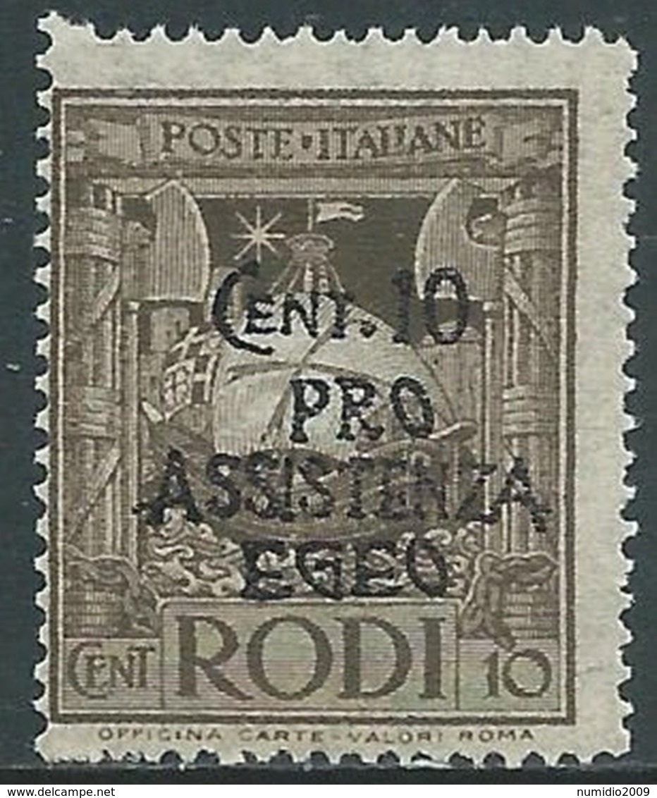 1943 EGEO OCCUPAZIONE TEDESCA PRO ASSISTENZA 10+10 CENT MNH ** - RA22-4 - Egée (Occ. Allemande)