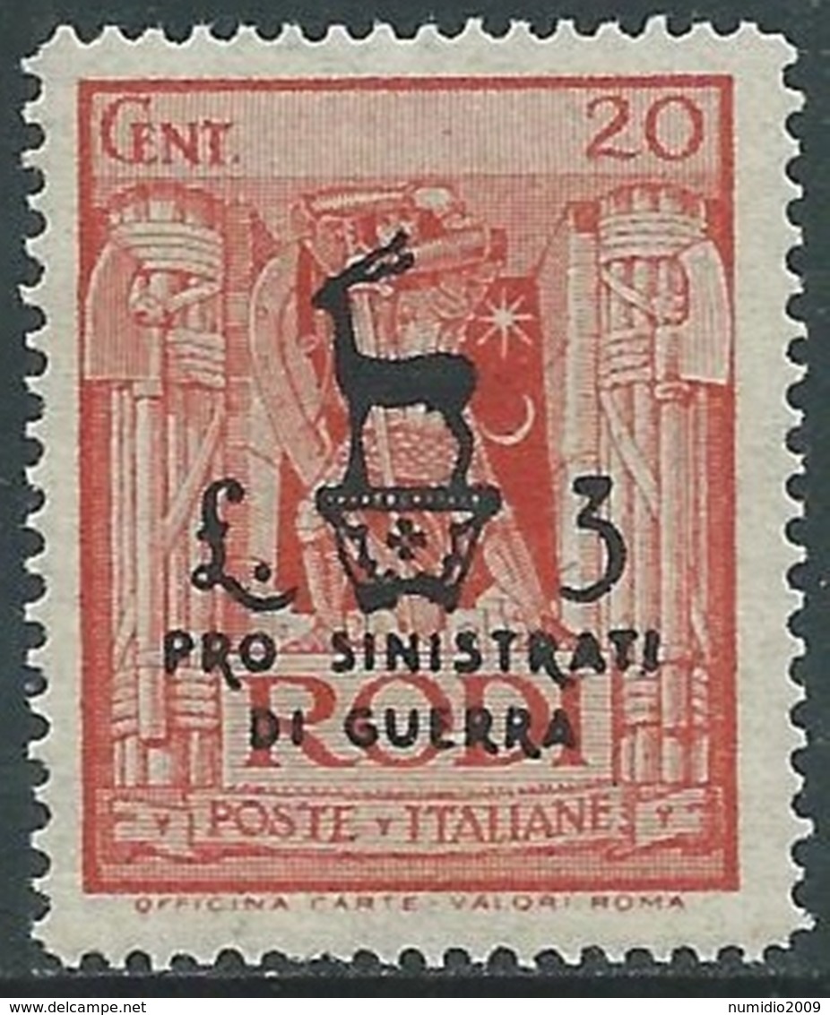 1944 EGEO OCCUPAZIONE TEDESCA PRO SINISTRATI DI GUERRA 20+20 CENT MNH ** - RA22-4 - Egée (Occ. Allemande)