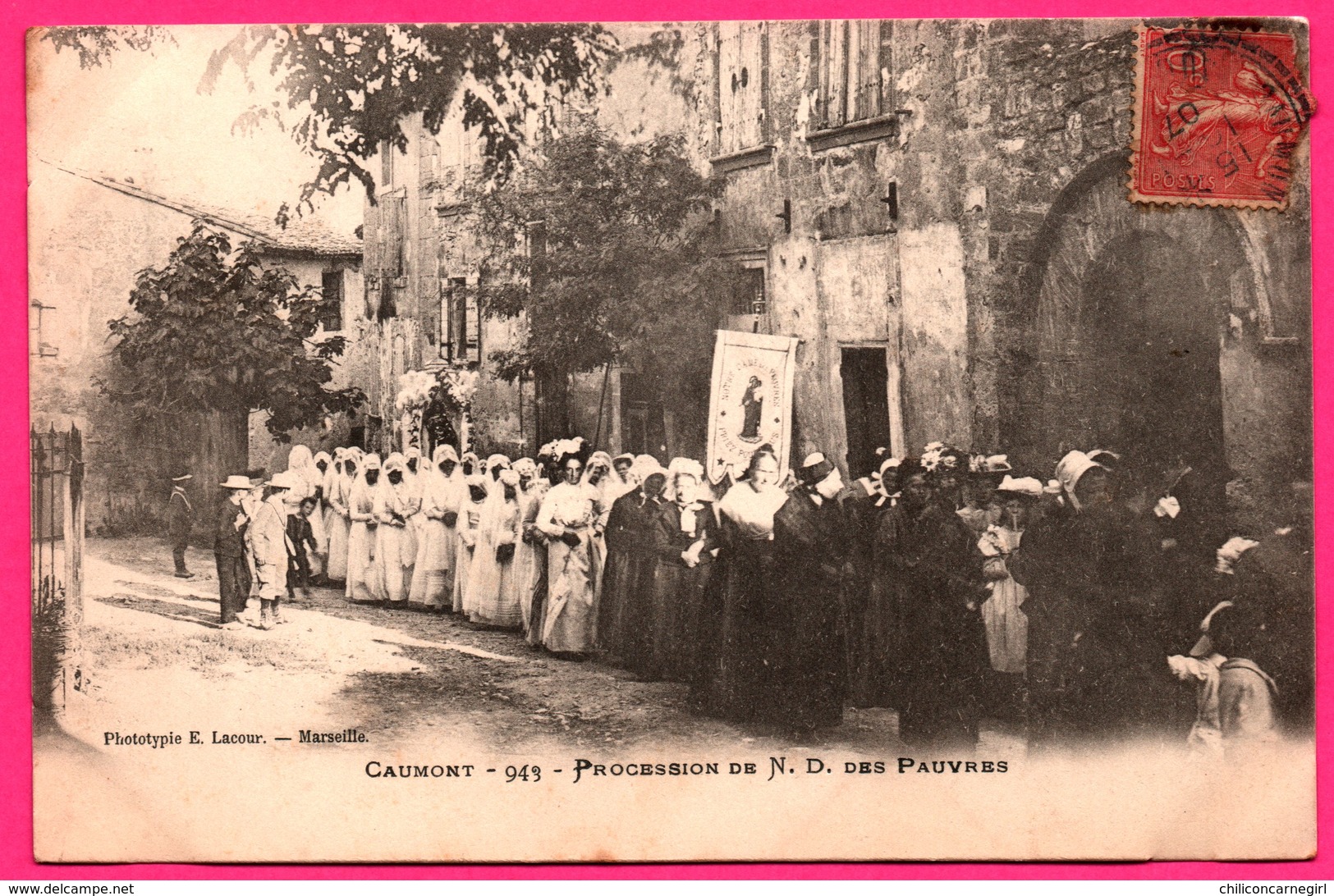 Caumont Sur Durance - Procession De Notre Dame Des Pauvres - N.D. - Religieux - Animée - Phototypie E.LACOUR - 1907 - Caumont Sur Durance