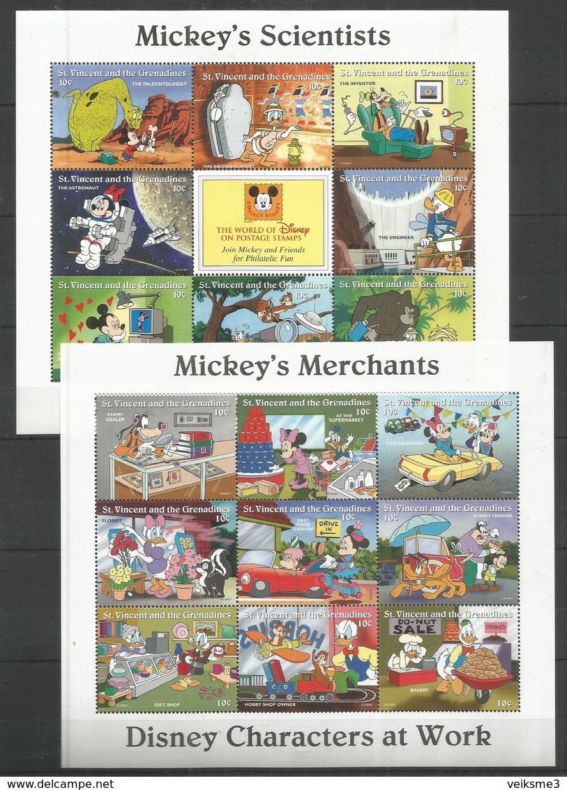 2 Pcs ST.VINCENT - MNH - Walt Disney - Disney