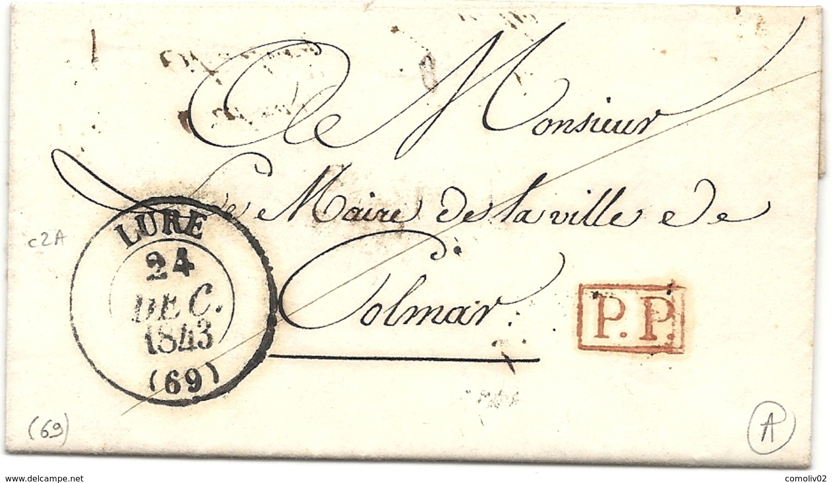 Haute Saone - Lure Pour Colmar. LAC En Port Payé. SUPERBE Entet De La Mairie. Demande Sur Prix Du Sel De 1830 à 1840 Et - 1801-1848: Precursori XIX