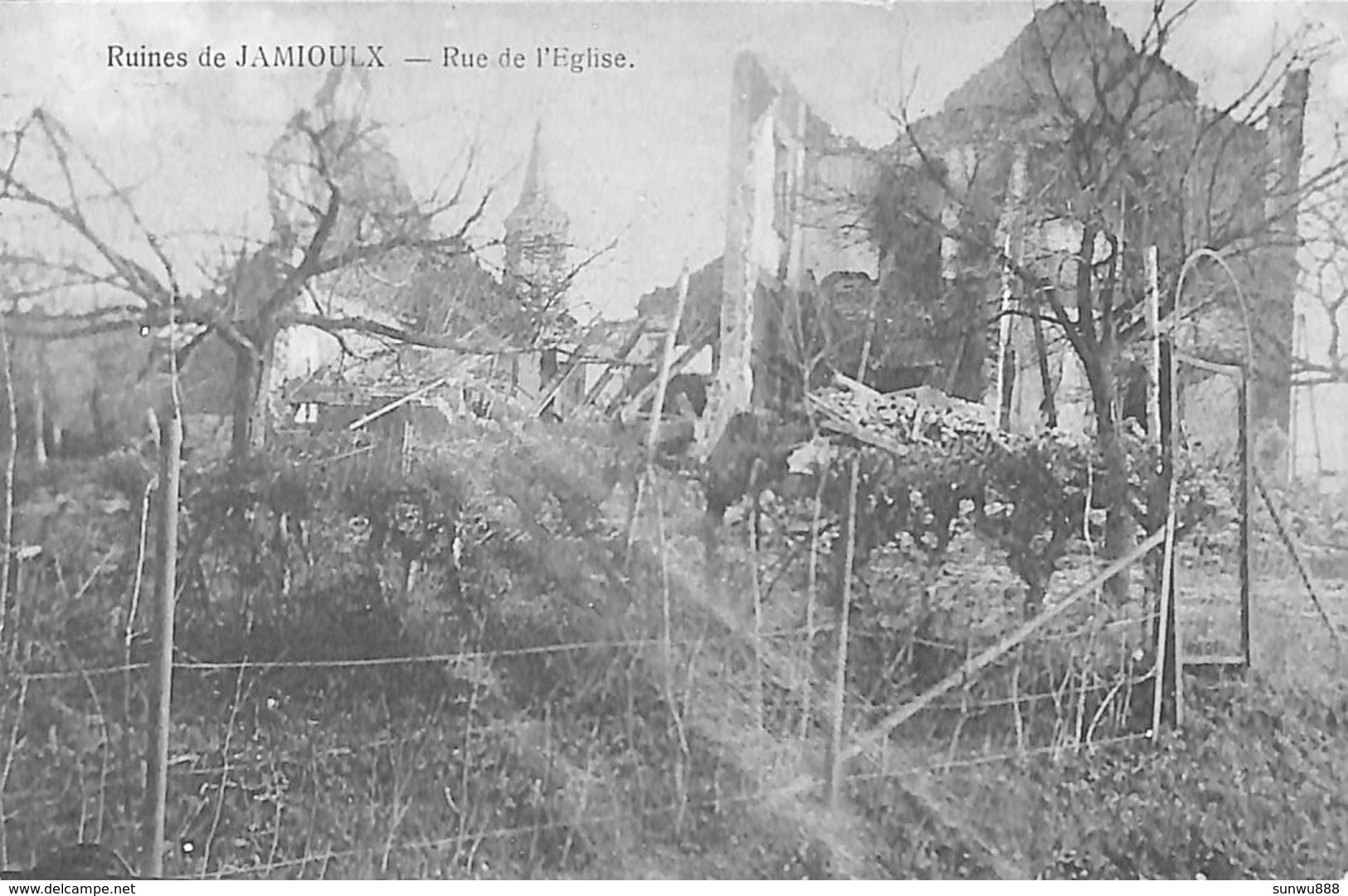Ruines De Jamioulx - Rue De L'Eglise (Edit. Jacquart, Explosion D'un Train De Munitions En Gare 1918...) - Ham-sur-Heure-Nalinnes