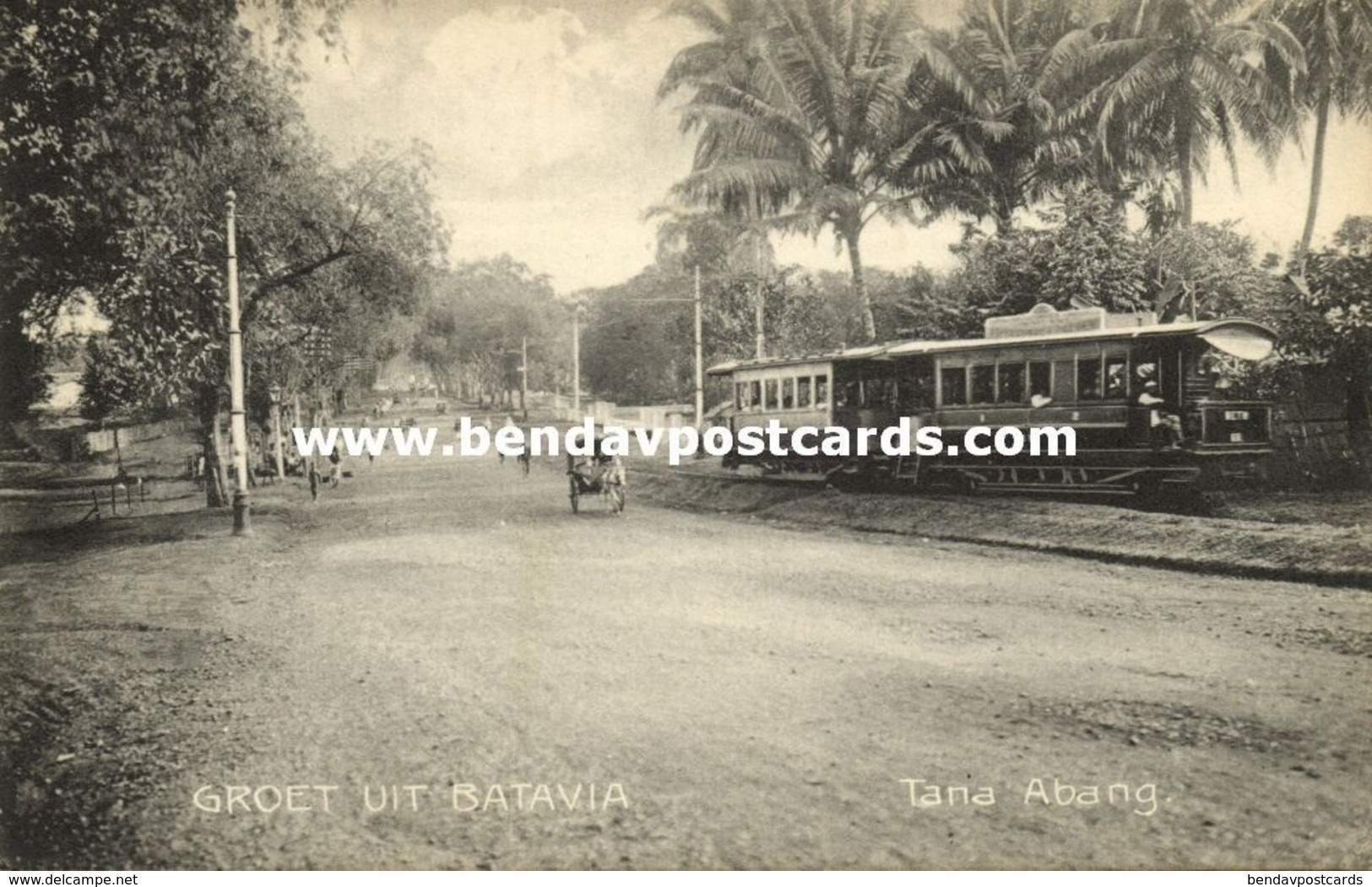 Indonesia, JAVA BATAVIA, Tanah Abang, Tram, Street Car (1910s) Postcard - Indonesië