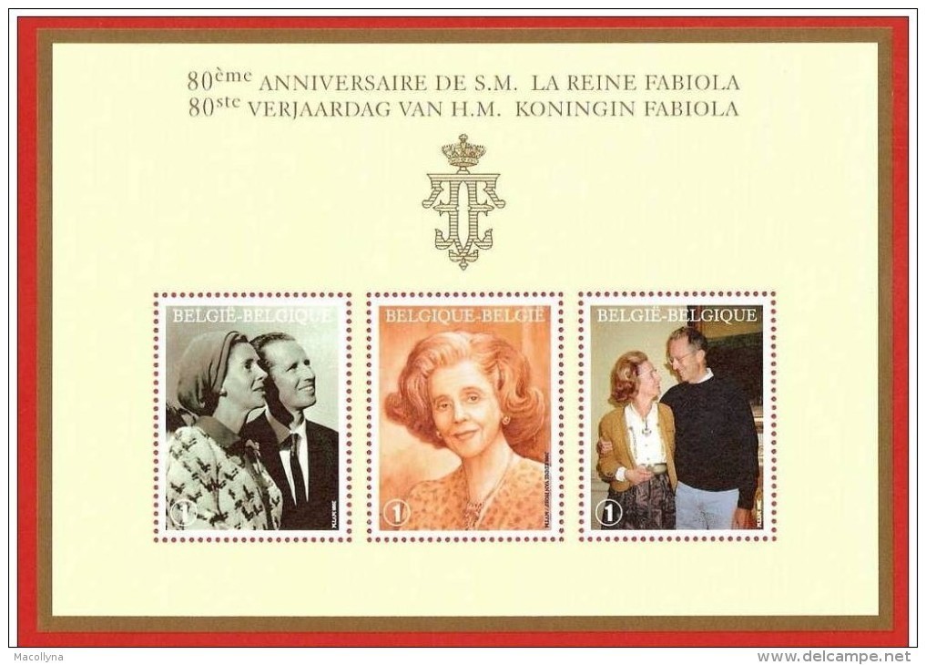 3787/89** Blok 156** Koningin Fabiola En Koning Boudewijn - Bloc 156** Reine Fabiola Et Roi Baudouin - BF 156**MNH - 1961-2001