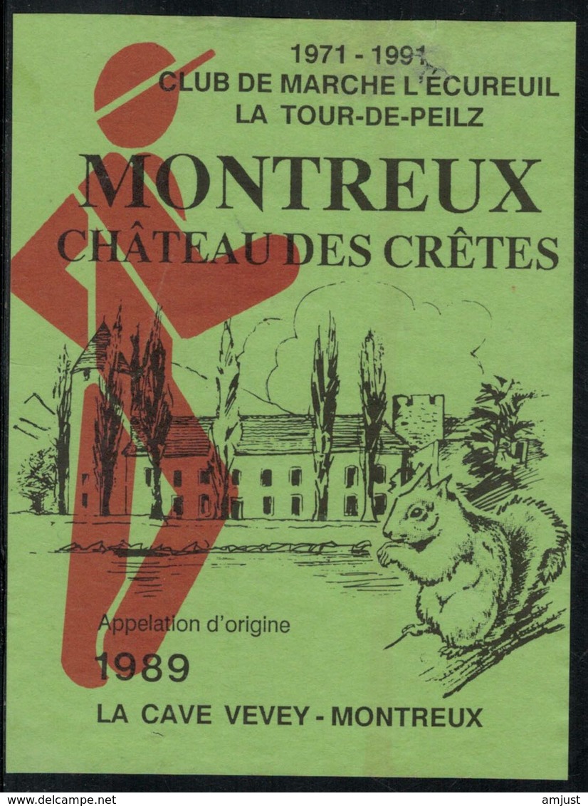 Etiquette De Vin // Montreux, Club De Marche, L'Ecureuil - Autres & Non Classés