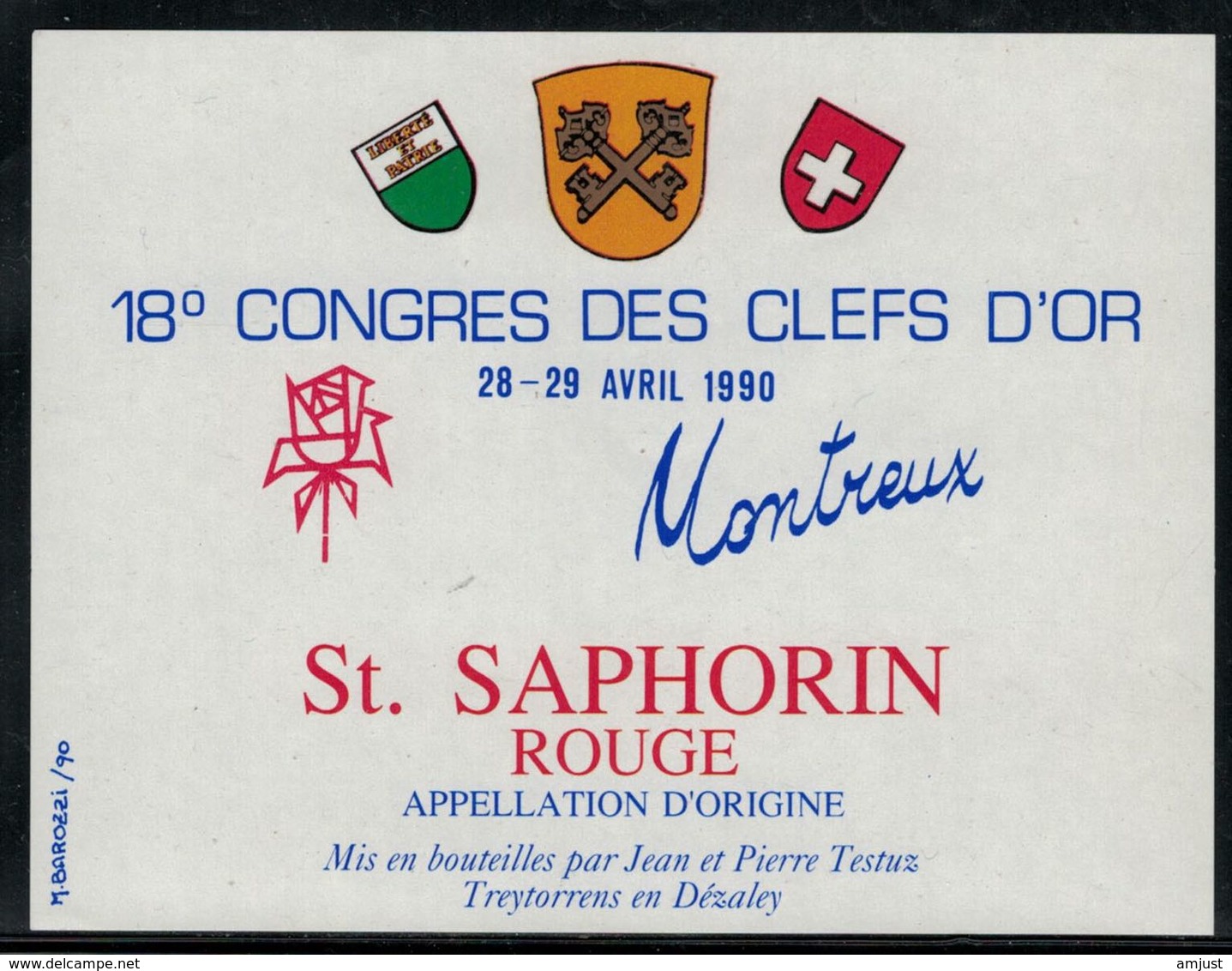 Etiquette De Vin // St.Saphorin Rouge, 18ème Congrès Des Clefs D'Or à Montreux - Musik