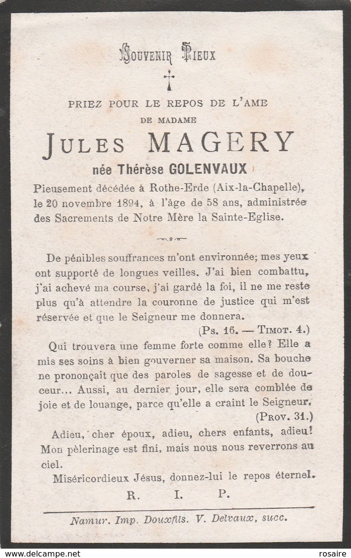 Thérèse Golenvaux-rothe-erde 1894 - Images Religieuses