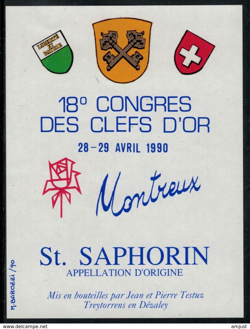Etiquette De Vin // St.Saphorin, 18ème Congrès Des Clefs D'Or à Montreux - Musique