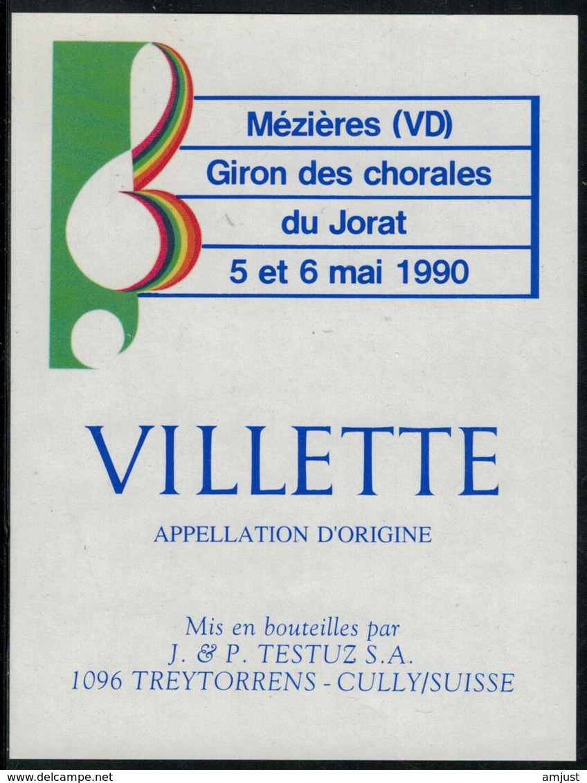 Etiquette De Vin // Villette, Giron Des Chorales Du Jorat 1990 - Musik
