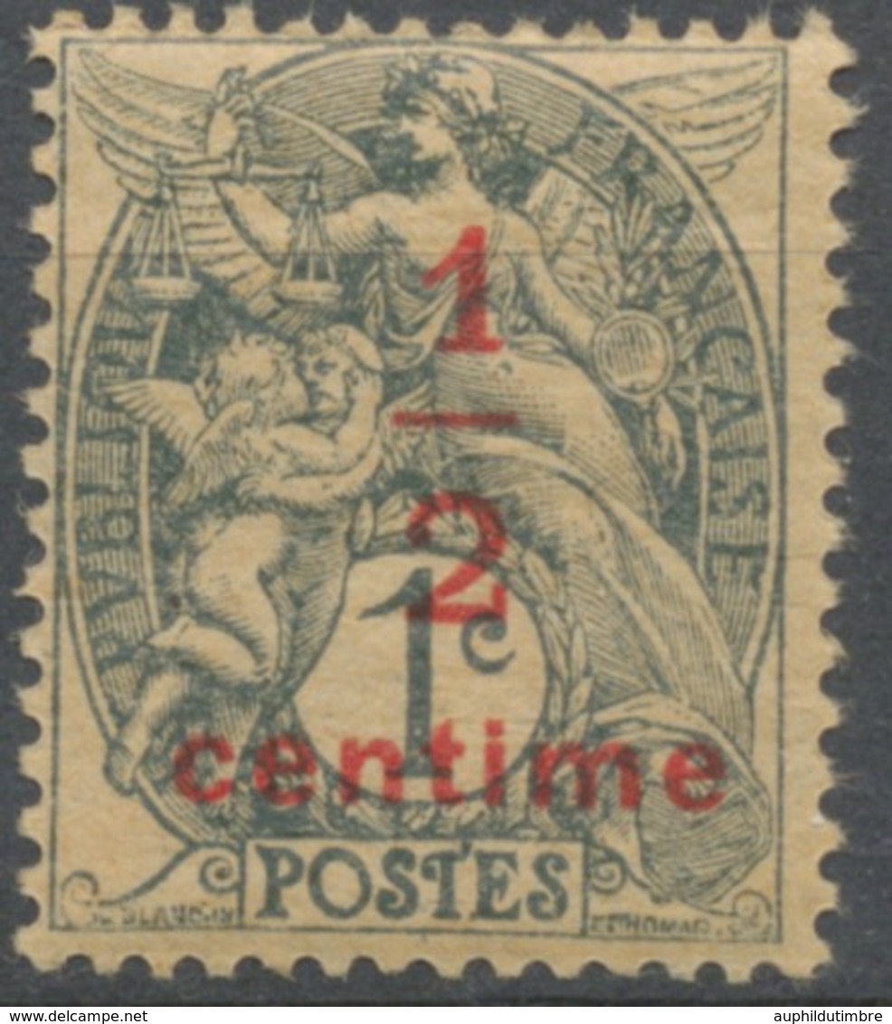 Type Blanc. Timbre De 1900 (n° 107) Surchargé. 1/2c. Sur 1c. Gris-noir (R) (IB) GC Y157b - Unused Stamps