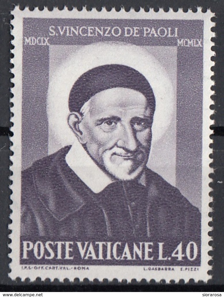 Vaticano 1960 Uf. 295 San Vincenzo De Paoli Nuovo MNH - Christentum