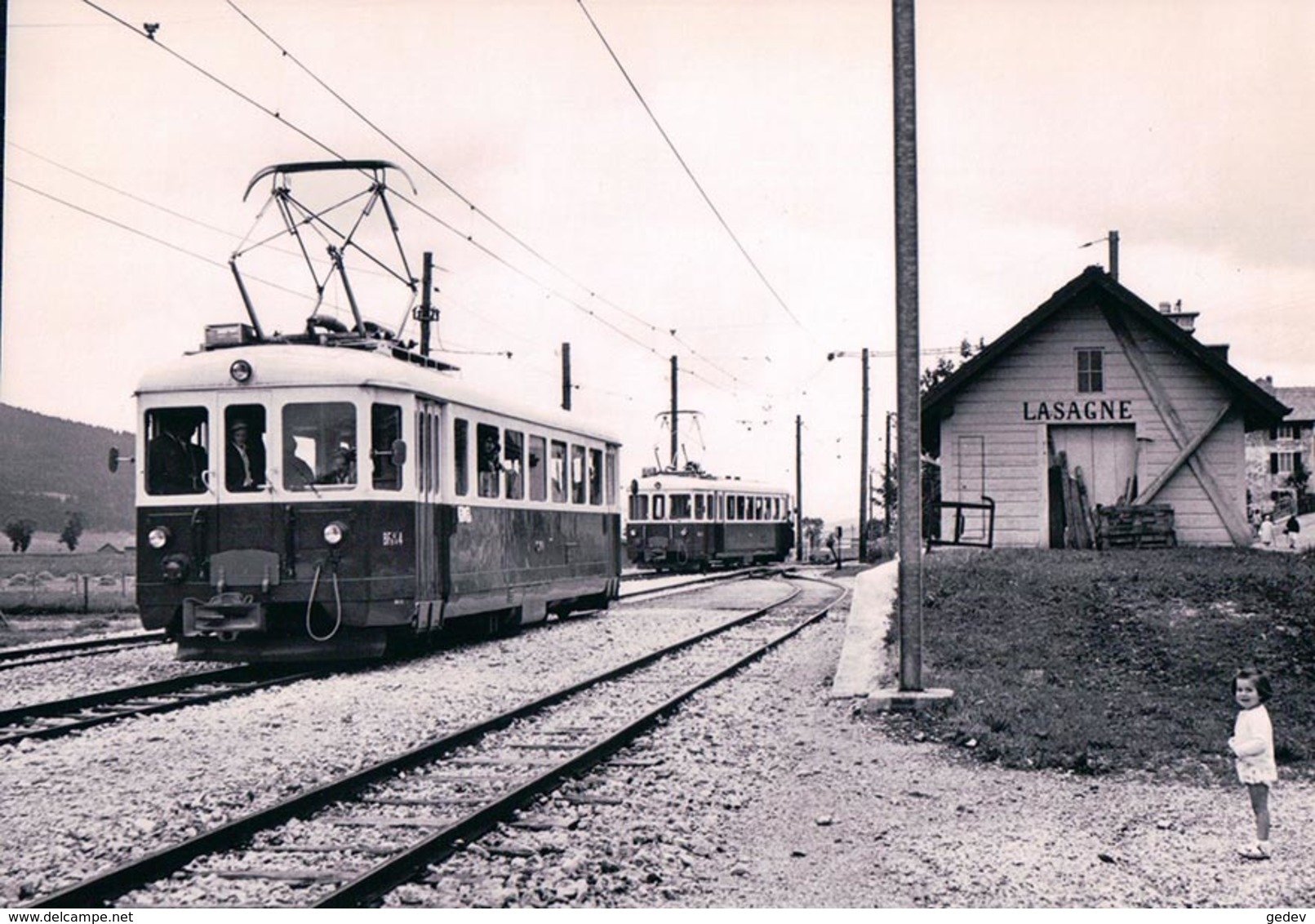 Chemin De Fer Ponts–Sagne–Chaux-de-Fonds, Trains En Gare De La Sagne, Photo 1963 BVA PSC 21 - La Chaux