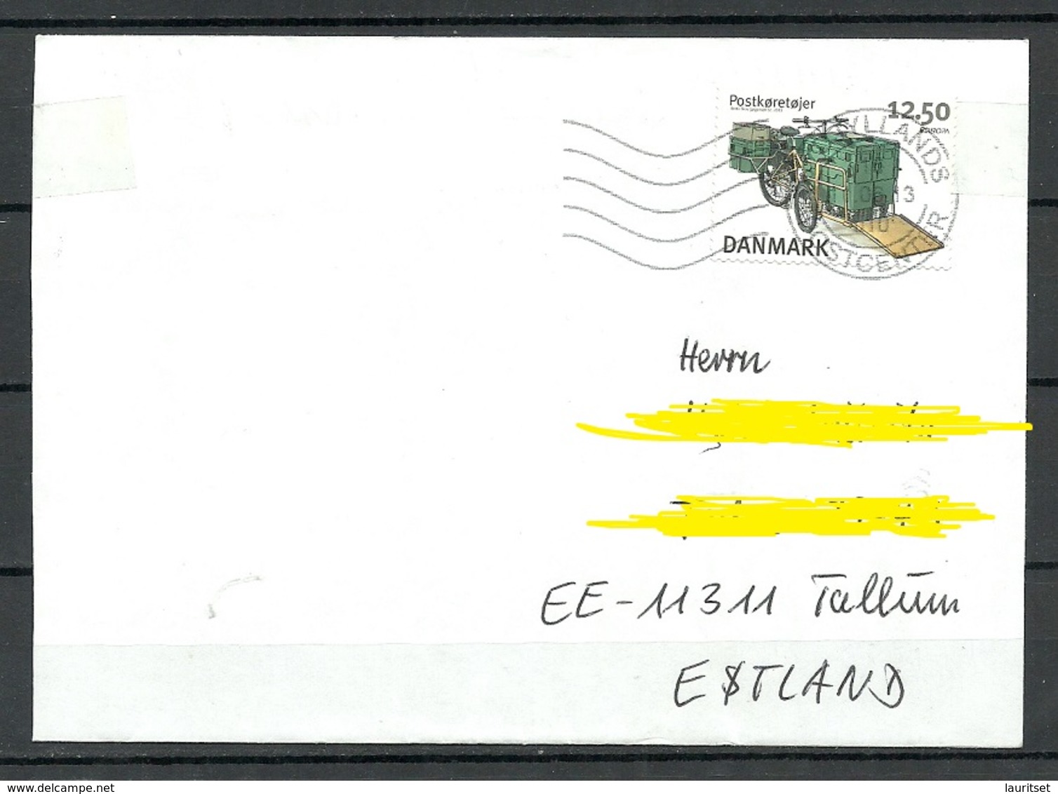 DENMARK Dänemark 2013 Cover To Estonia Europa CEPT Michel 1738 Postal Vehicle As Single - Covers & Documents