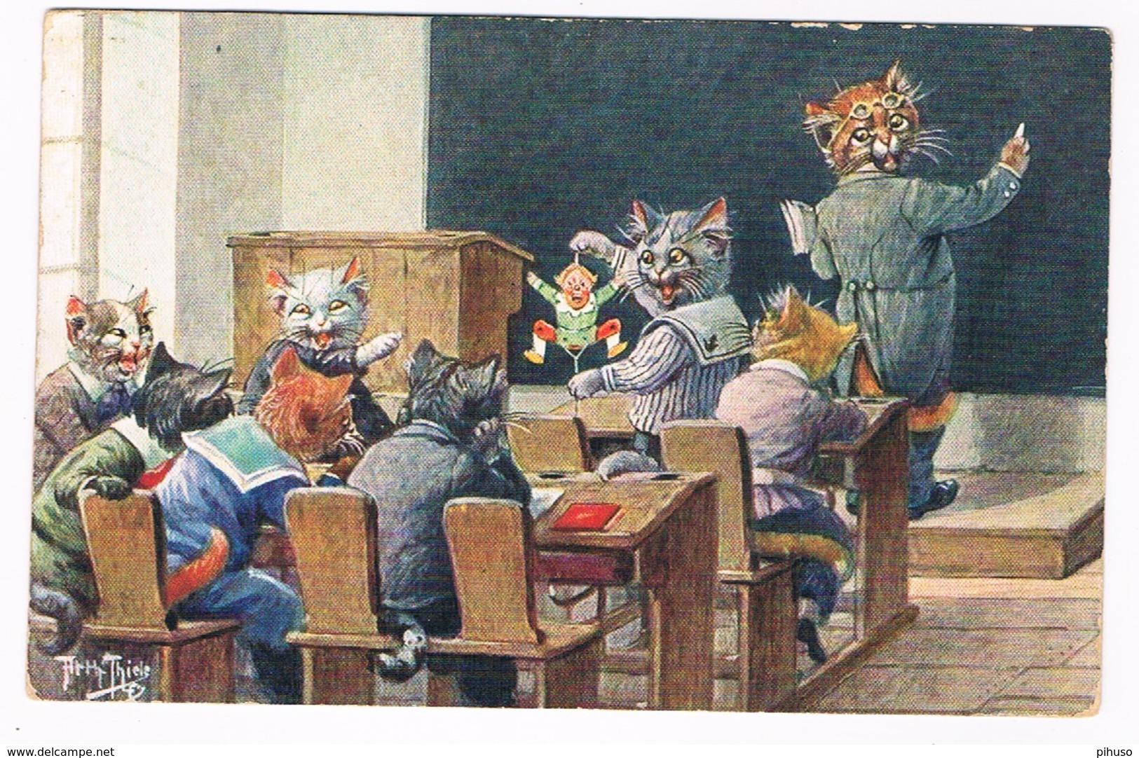 ILL-466   ARTHUR THIELE : Cats In A Class ( Serie 1423 ) - Thiele, Arthur