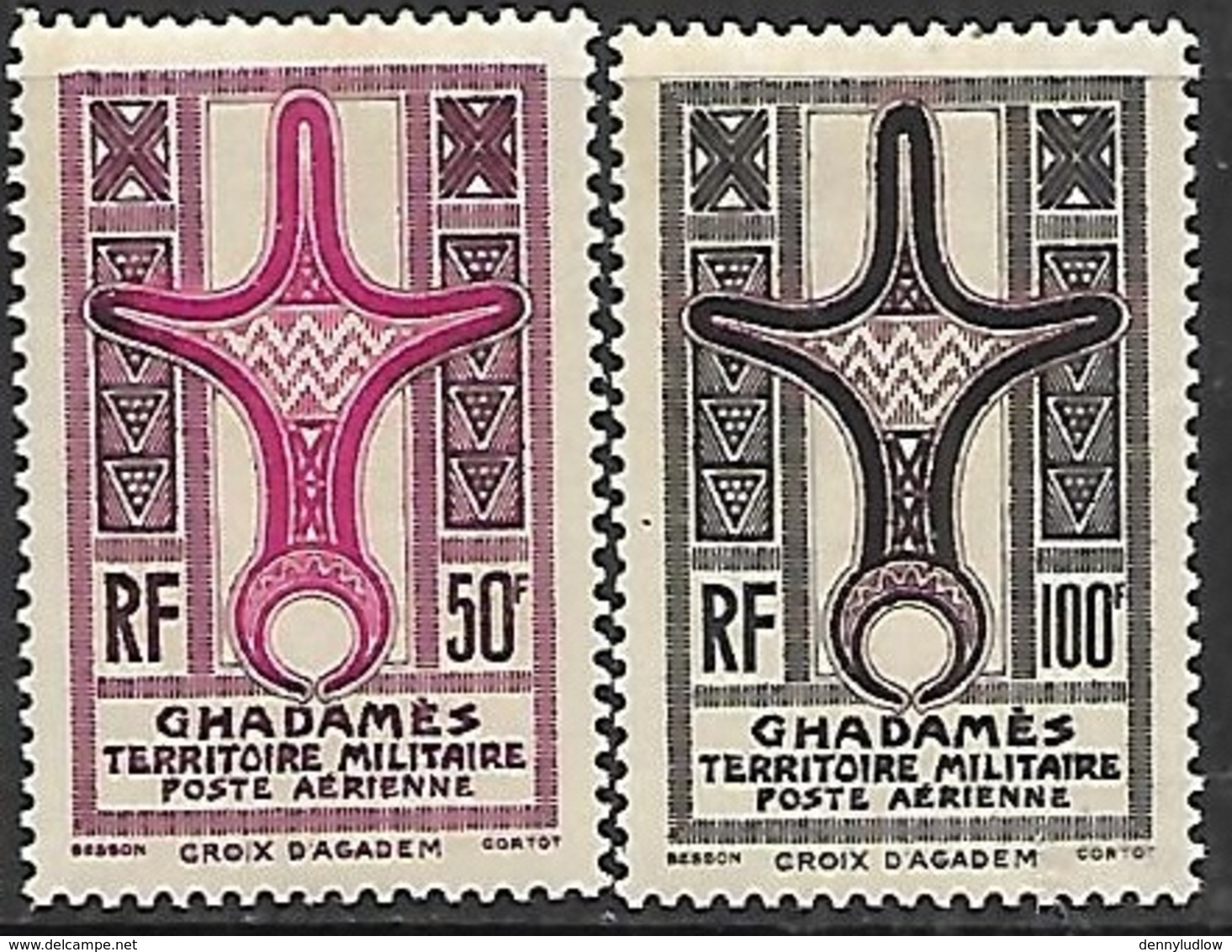 Ghadames  1949  Sc#3NC1-2  50fr MLH & 100fr  MNH  2016 Scott Value $35 - Fezzan & Ghadames