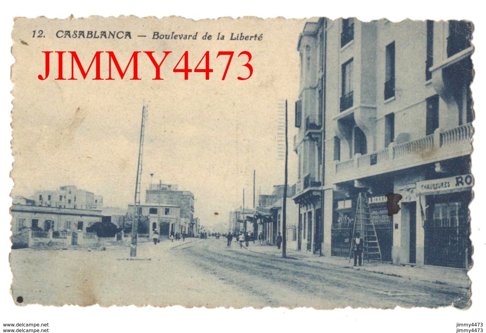 CPA Dentelées - Boulevard De La Liberté Bien Animé En 1924 - CASABLANCA Maroc - N° 12 - Edit. Librairie Baudinière - Casablanca