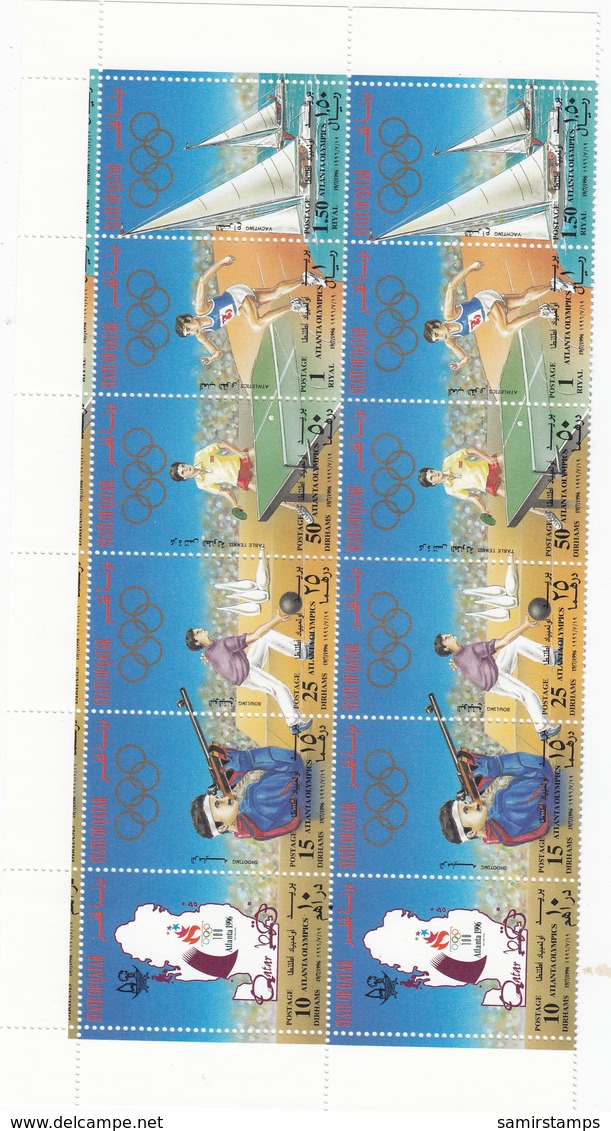 QARAE 1996, Olimpyci Atalanta Bstrip Of 6 Stams X 2 Unfolded MNH-cpl. Reduced Price- SKRILL PAY - Qatar