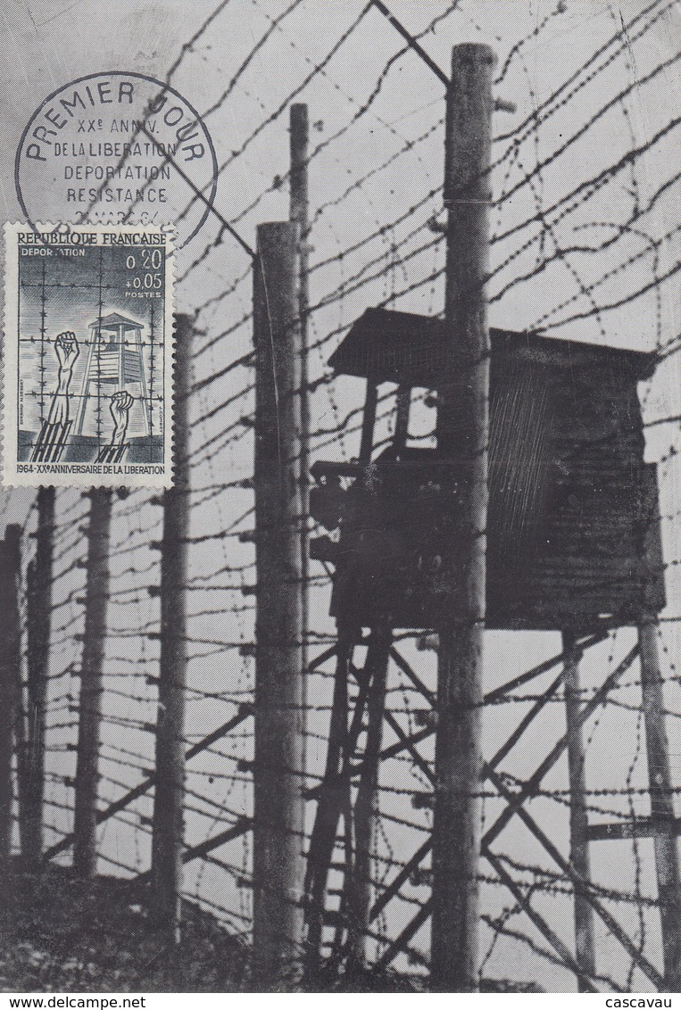 Carte Maximum  1er  Jour   FRANCE  XXéme  Anniversaire  De  La  Libération  Déportation  Résistance   1964 - 1960-1969