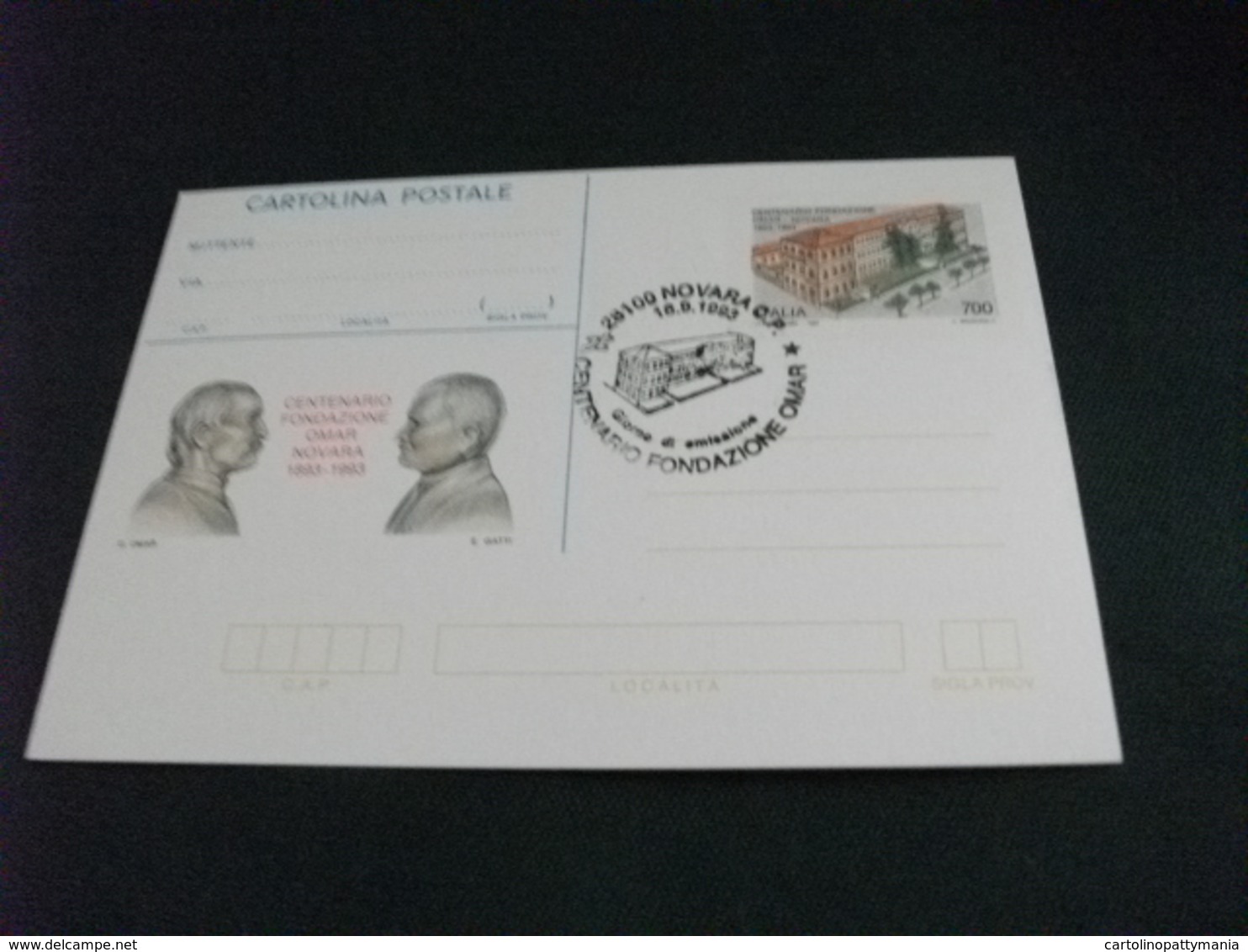 CARTOLINA POSTALE CENTENARIO FONDAZIONE OMAR NOVARA 1893 1983 - Manifestazioni