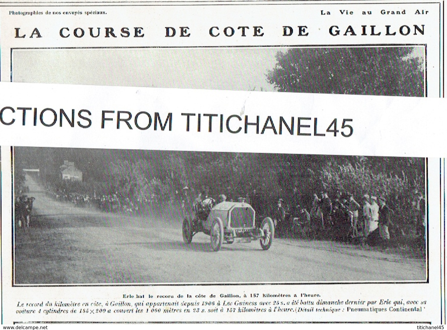 1910 COURSE DE COTE DE GAILLON : PIERRON-LABOR-LE GUI-GOUX-BOILLOT/WYNMALEN/OBSEQUES CHAVEZ/MORANE - 1900 - 1949