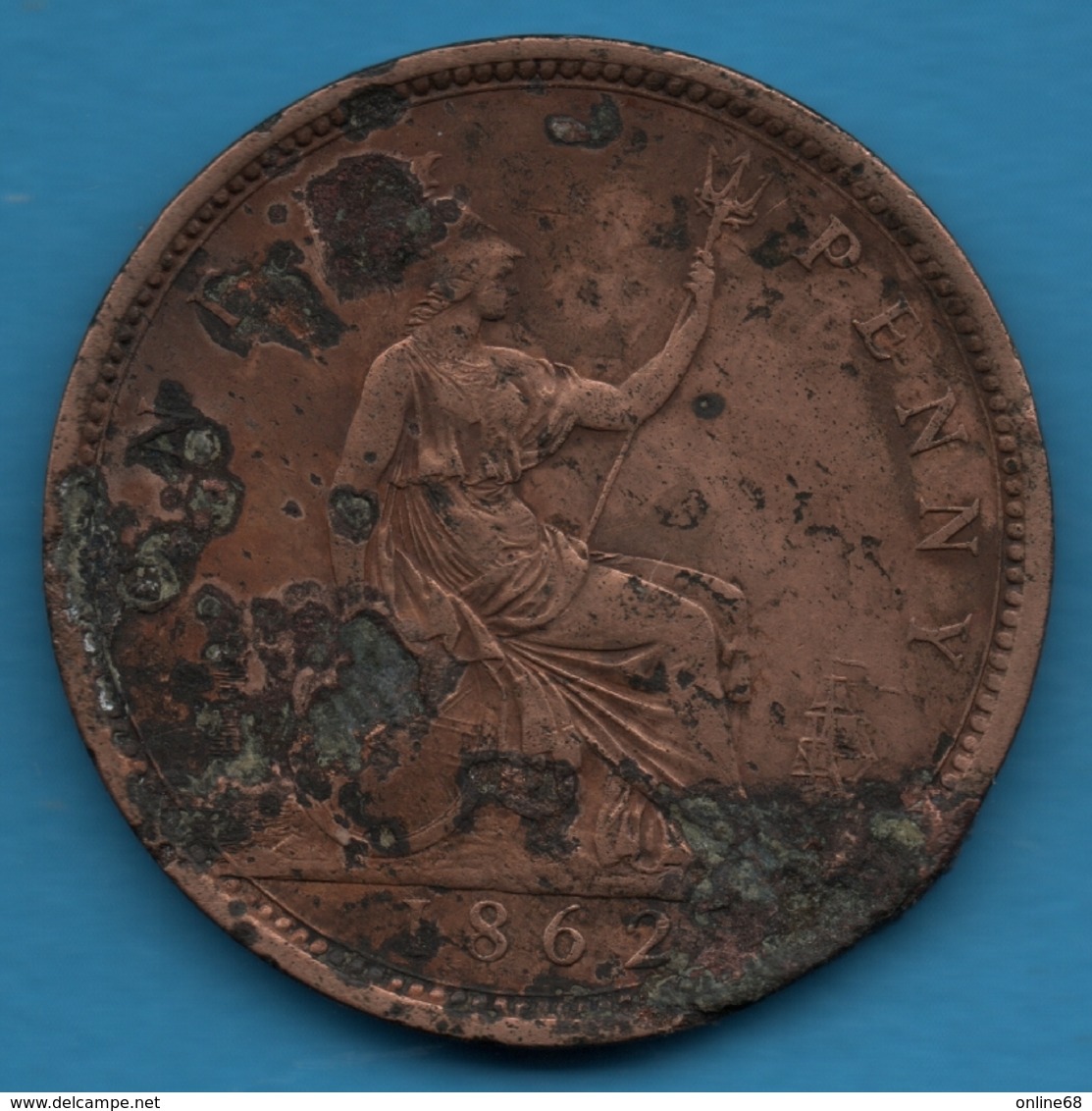 UK 1 Penny 1862  KM# 749 Victoria - D. 1 Penny