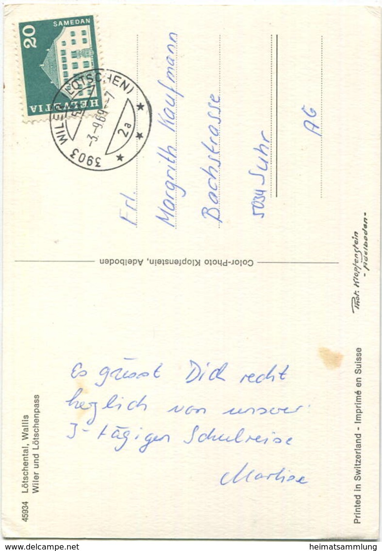 Wiler - Lötschental - Lötschenplatz - AK Grossformat - Verlag Klopfenstein Adelboden Gel. 1969 - Wiler